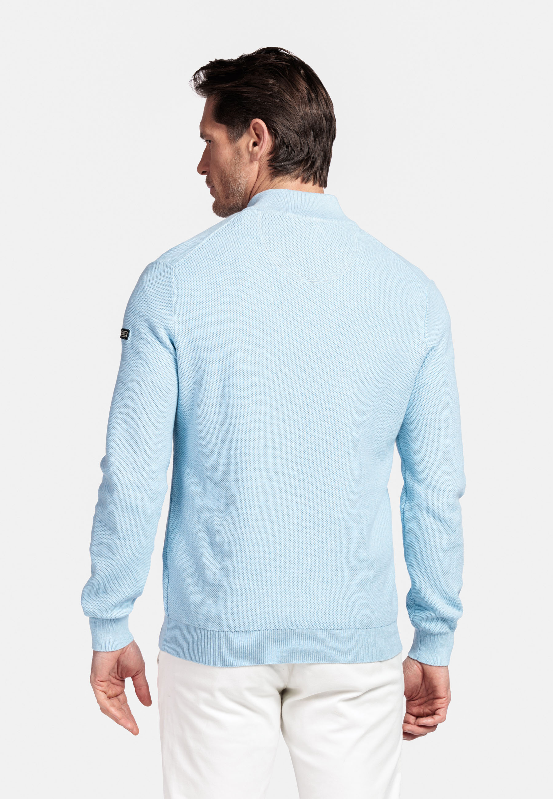 Gebreide pullover met halve rits - Light Blue