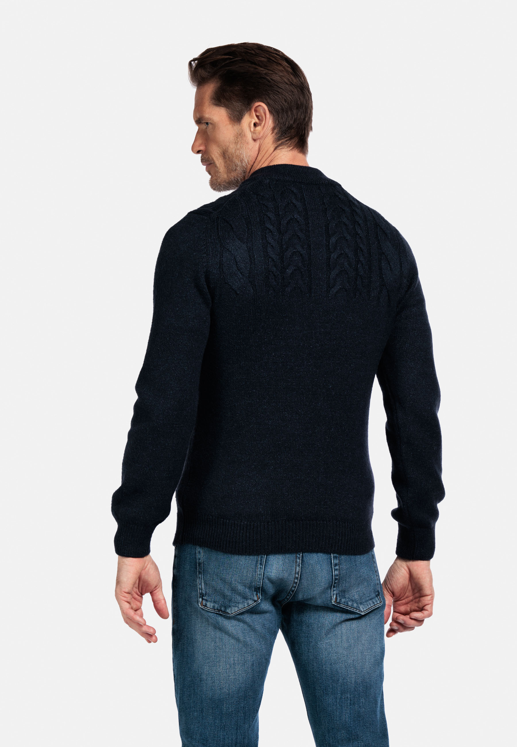 Gebreide trui met kabeldessin - Blue