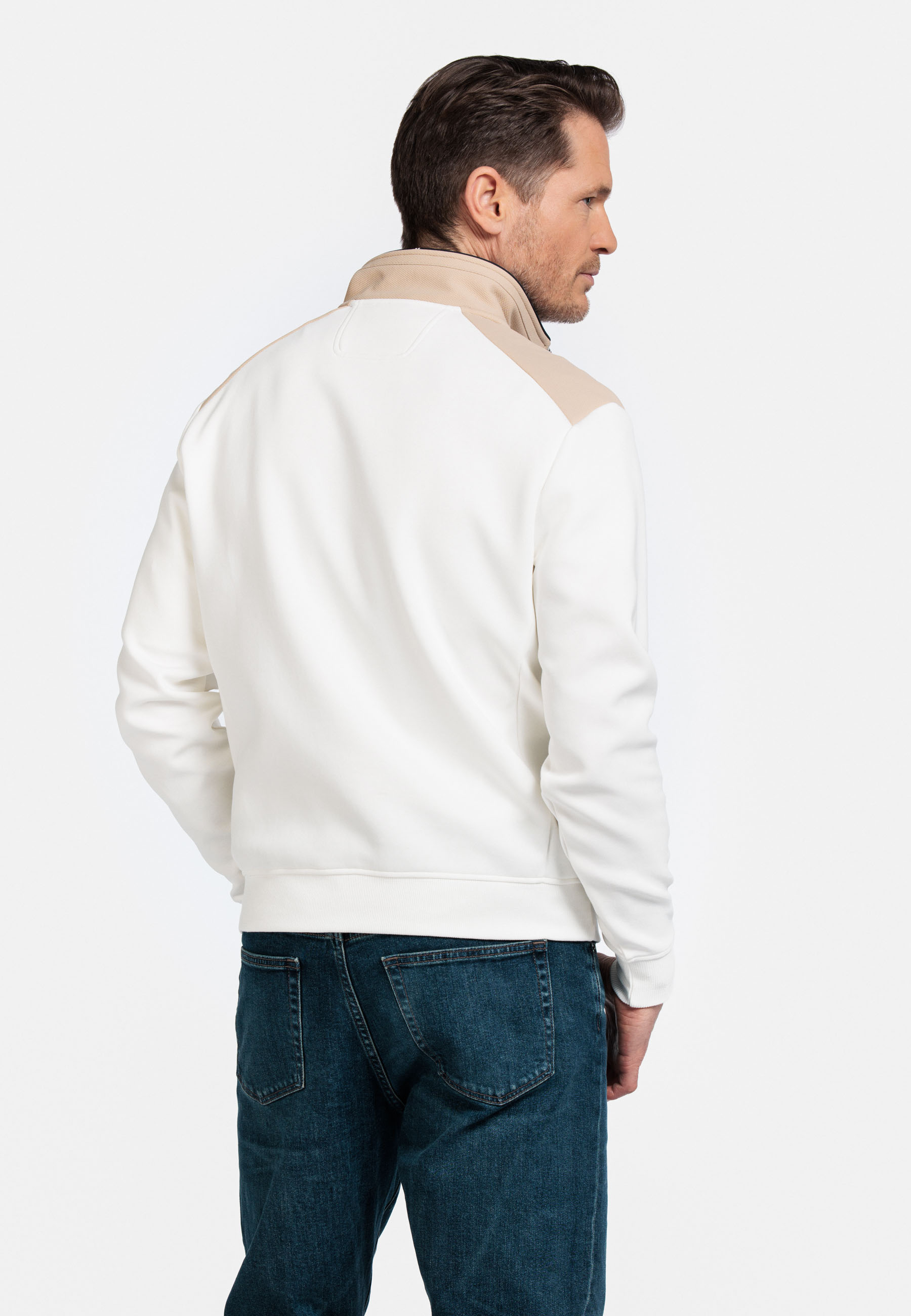 Sportieve sweater met halve rits - Wit