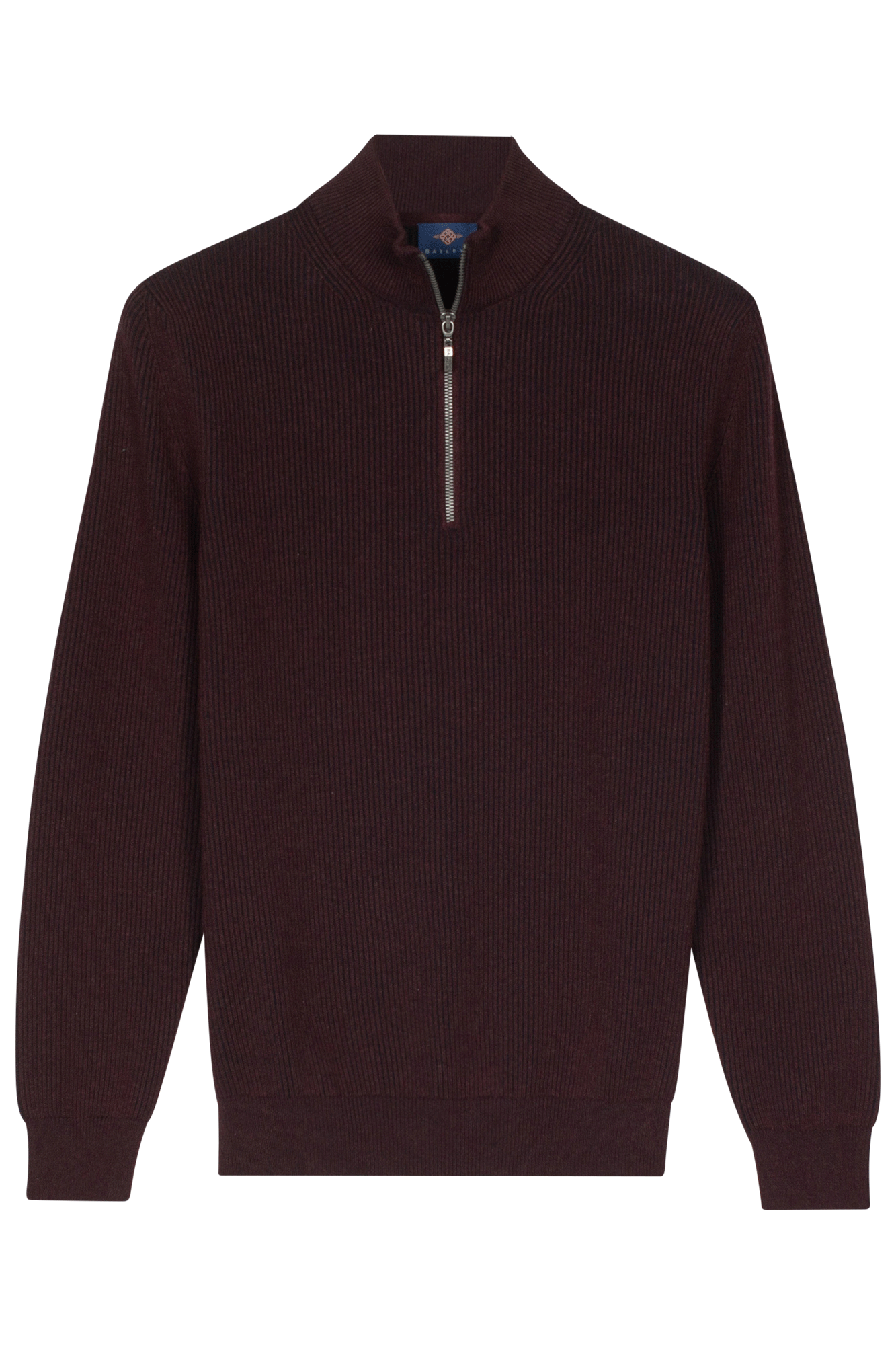 Plated ribtrui met halve rits - Purple