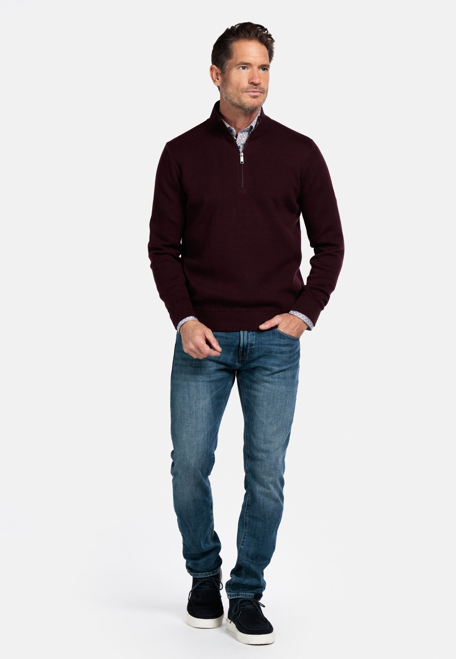 Fijngebreid katoen-cashmere trui - Purple