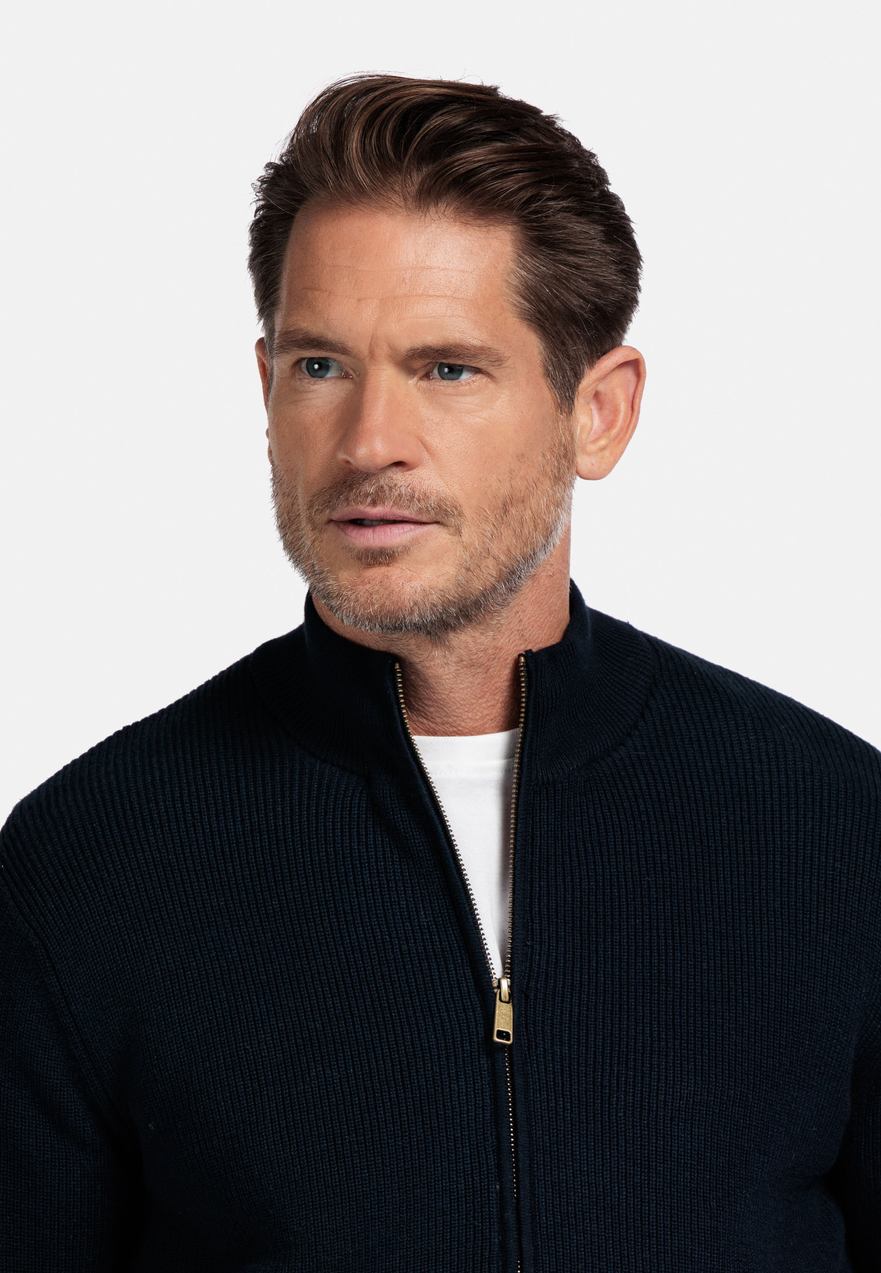 Fijngebreid katoen-cashmere vest - Blue