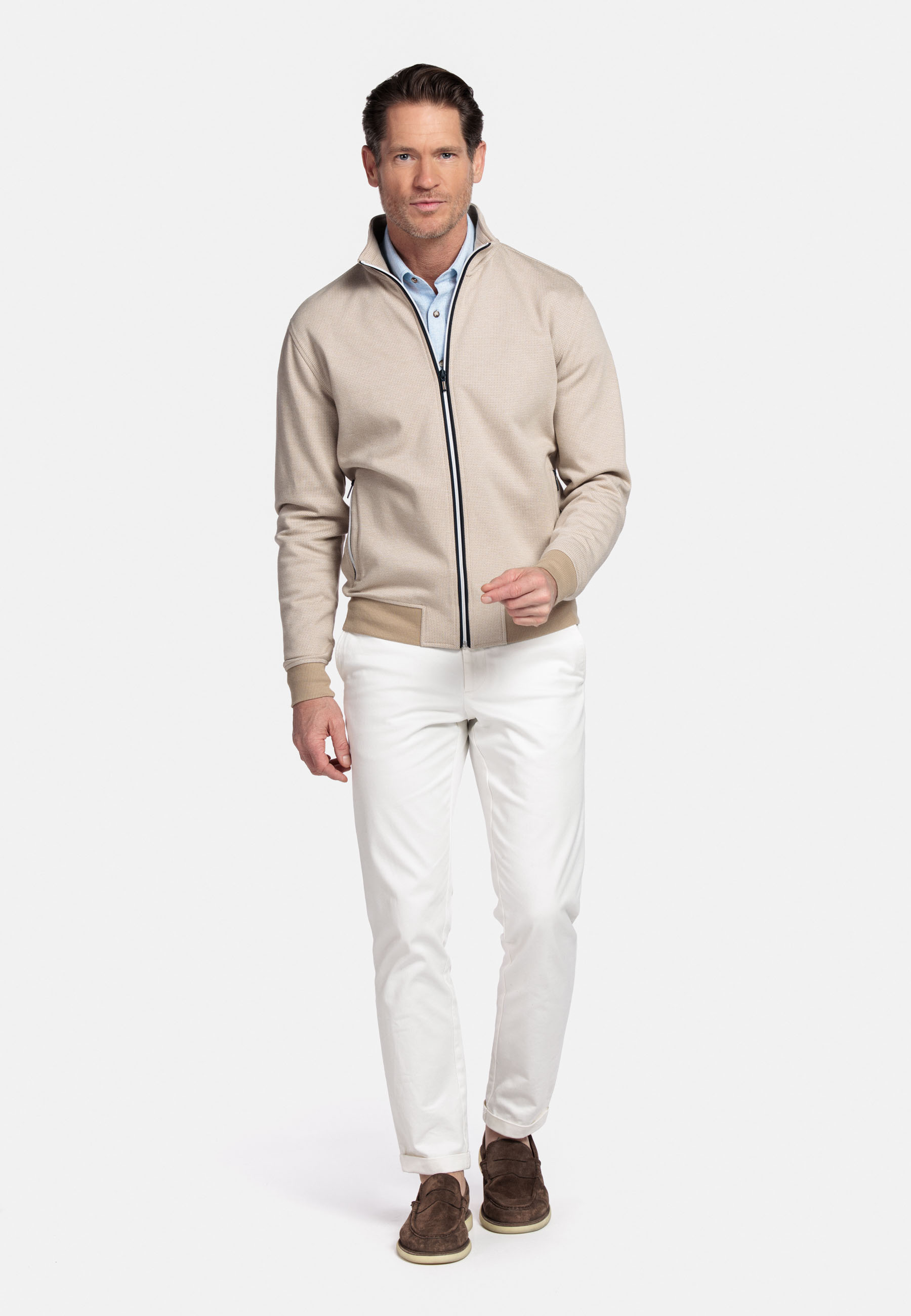 Sweatvest met jacquard structuur - Brown