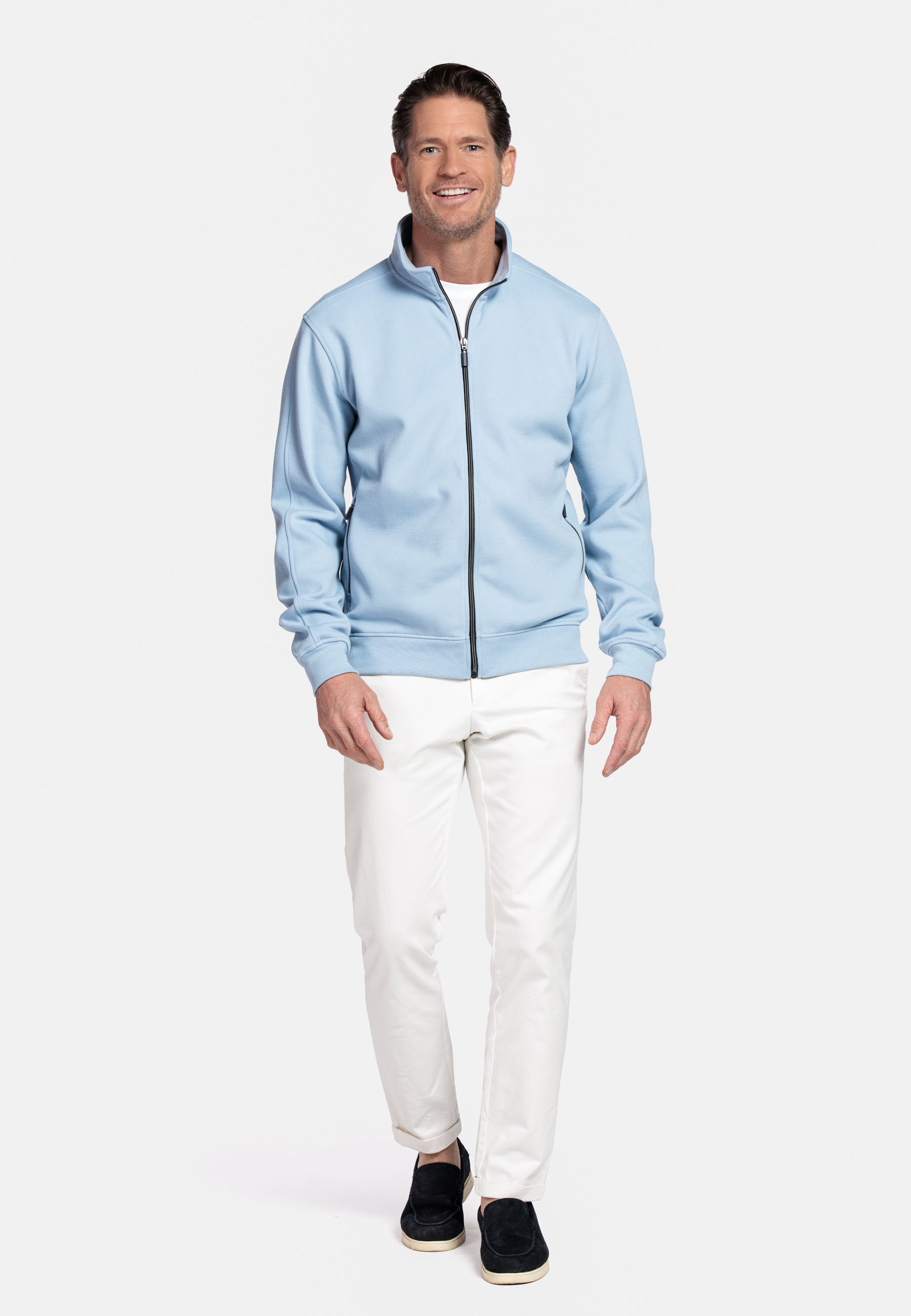 Sweatvest met pique structuur - Blue