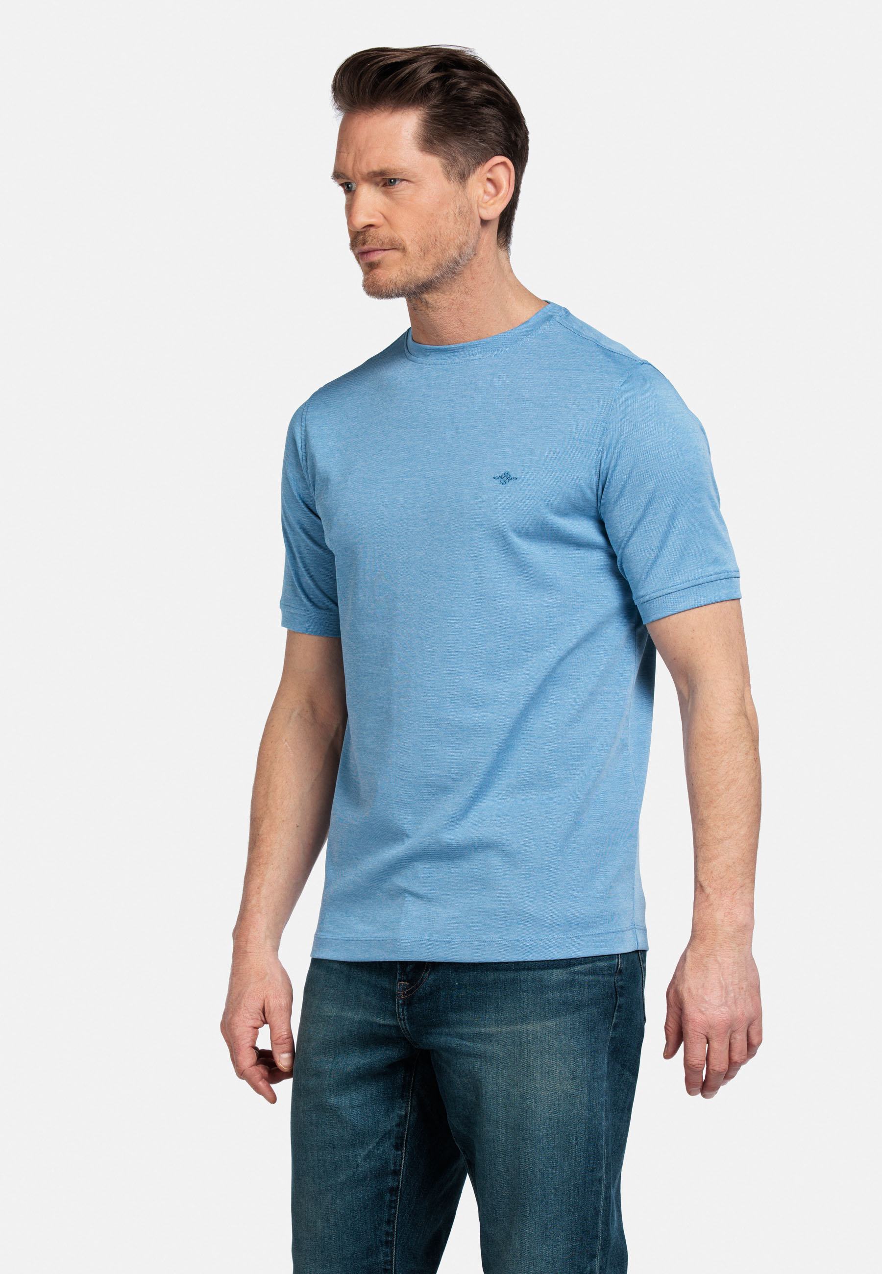 Katoenmix Basic T-shirt - Delft Blue