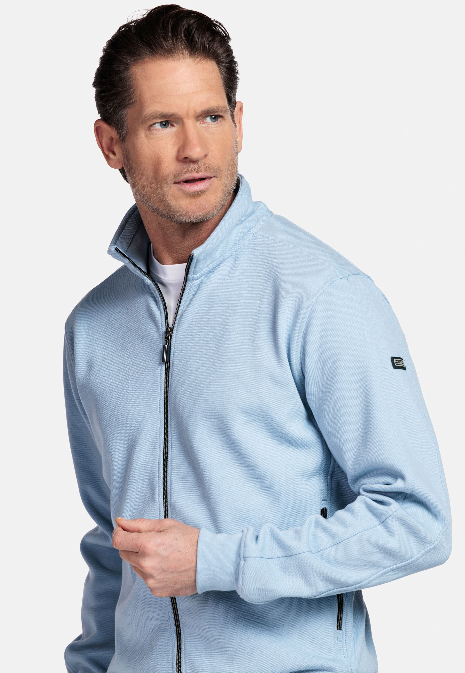 Sweatvest met pique structuur - Blue