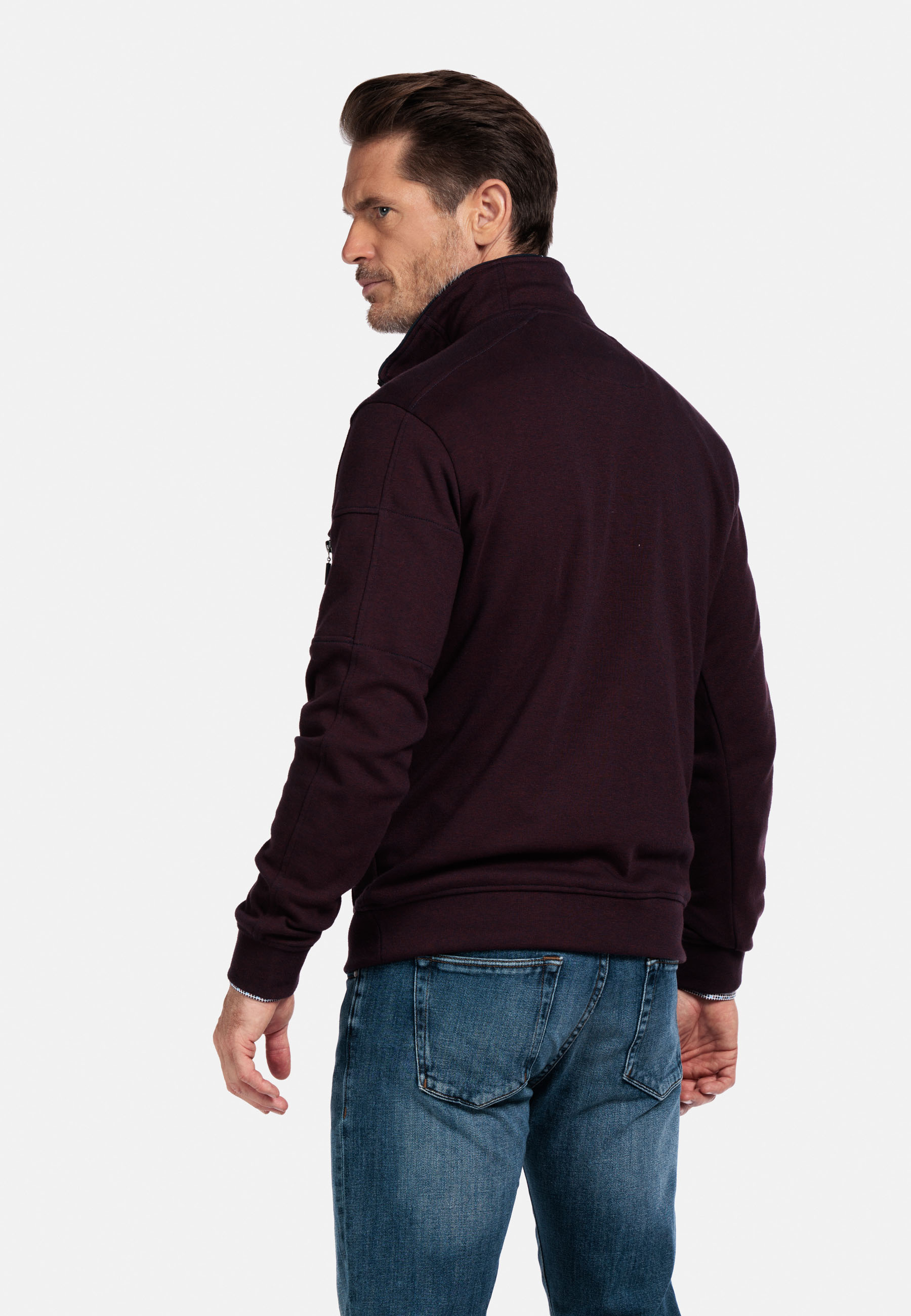 Interlock sweater met halve rits - Purple