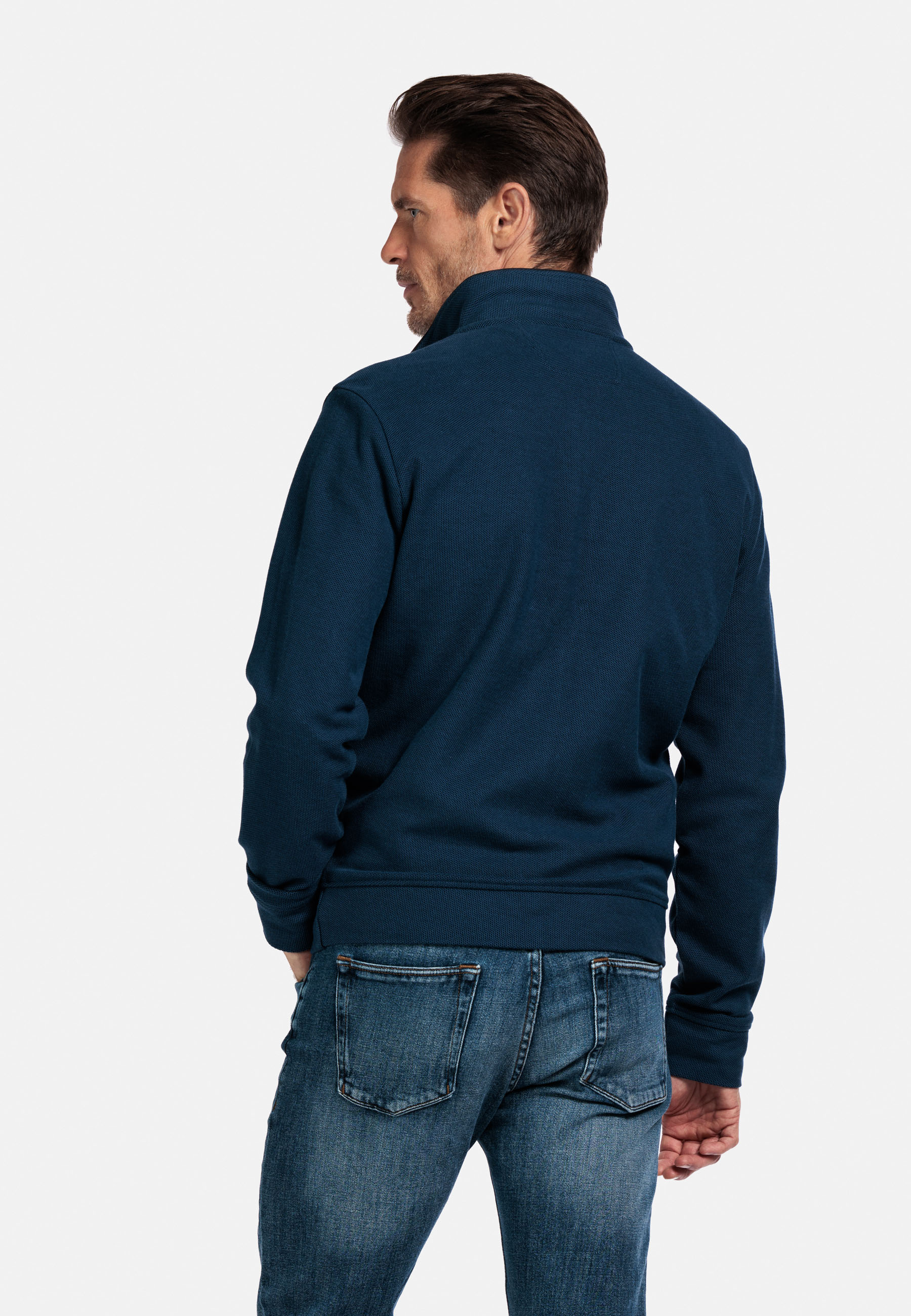 Jacquard katoenen sweatvest - Blue