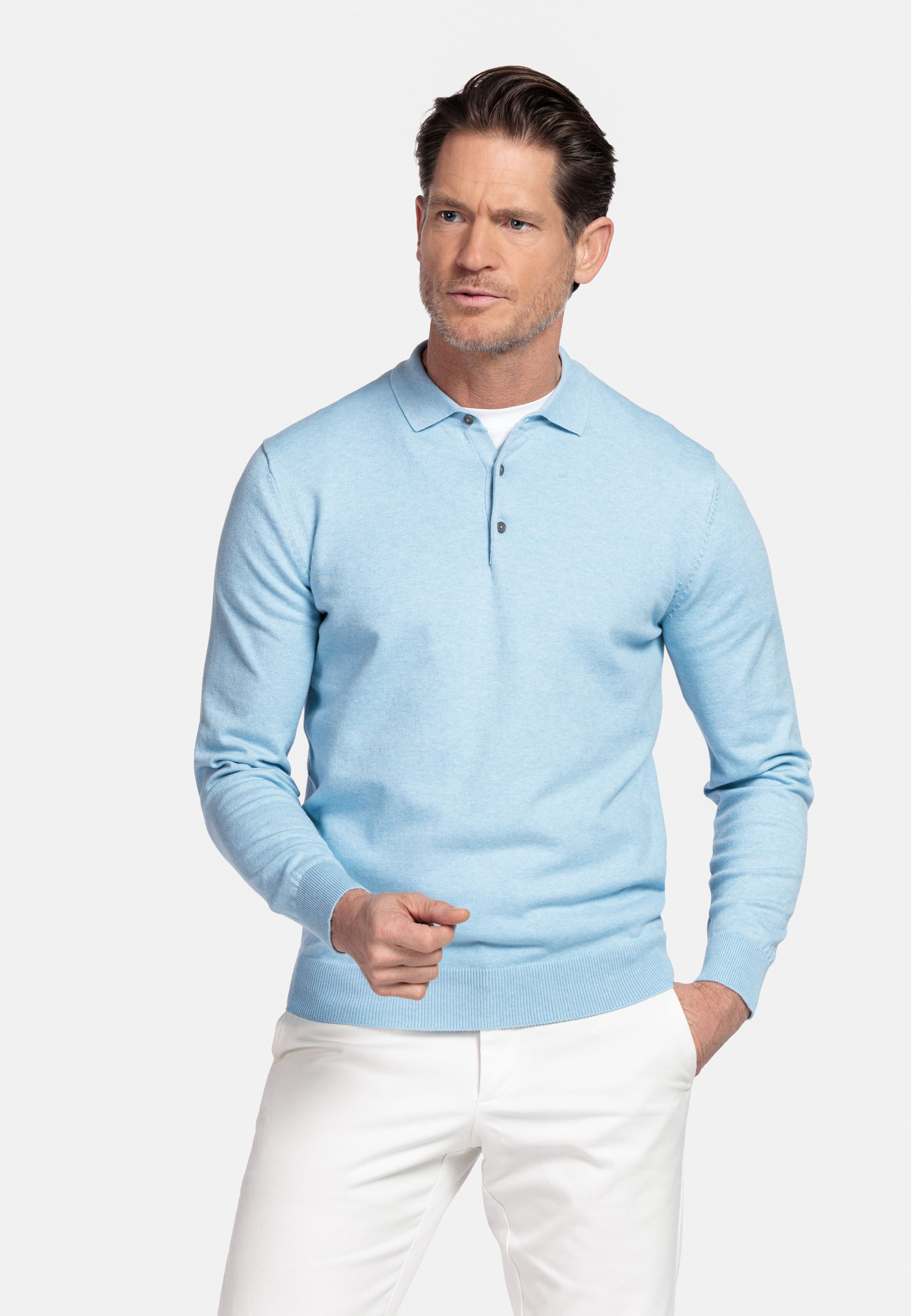 Pima katoen polo pullover - Blue