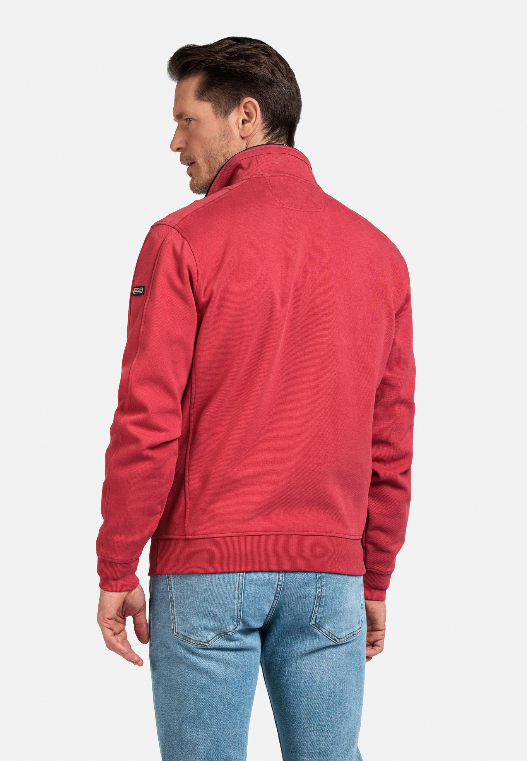 Katoenmix sweater met halve rits - Coral