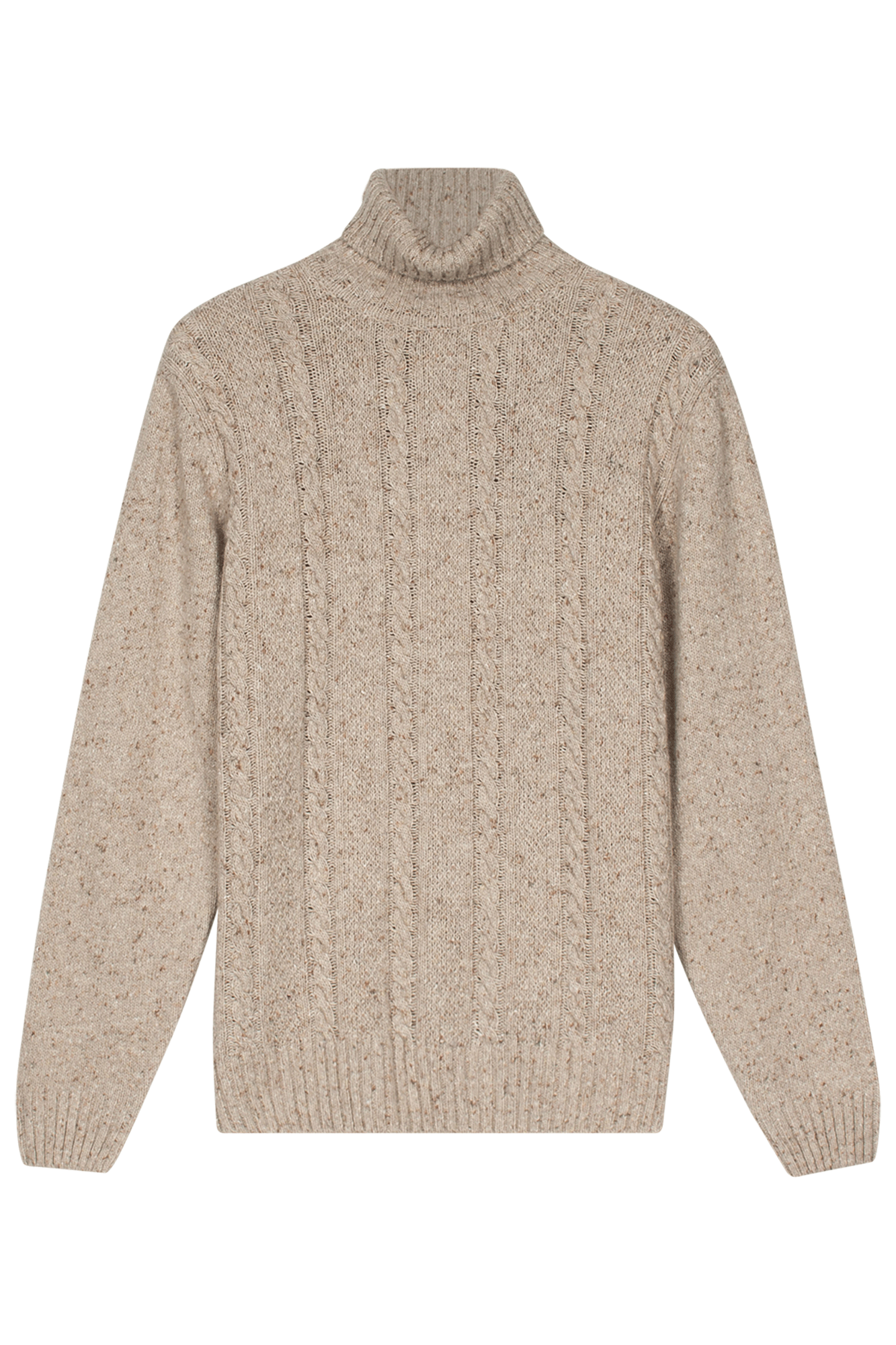 Wolmix coltrui met kabelstructuur - Beige