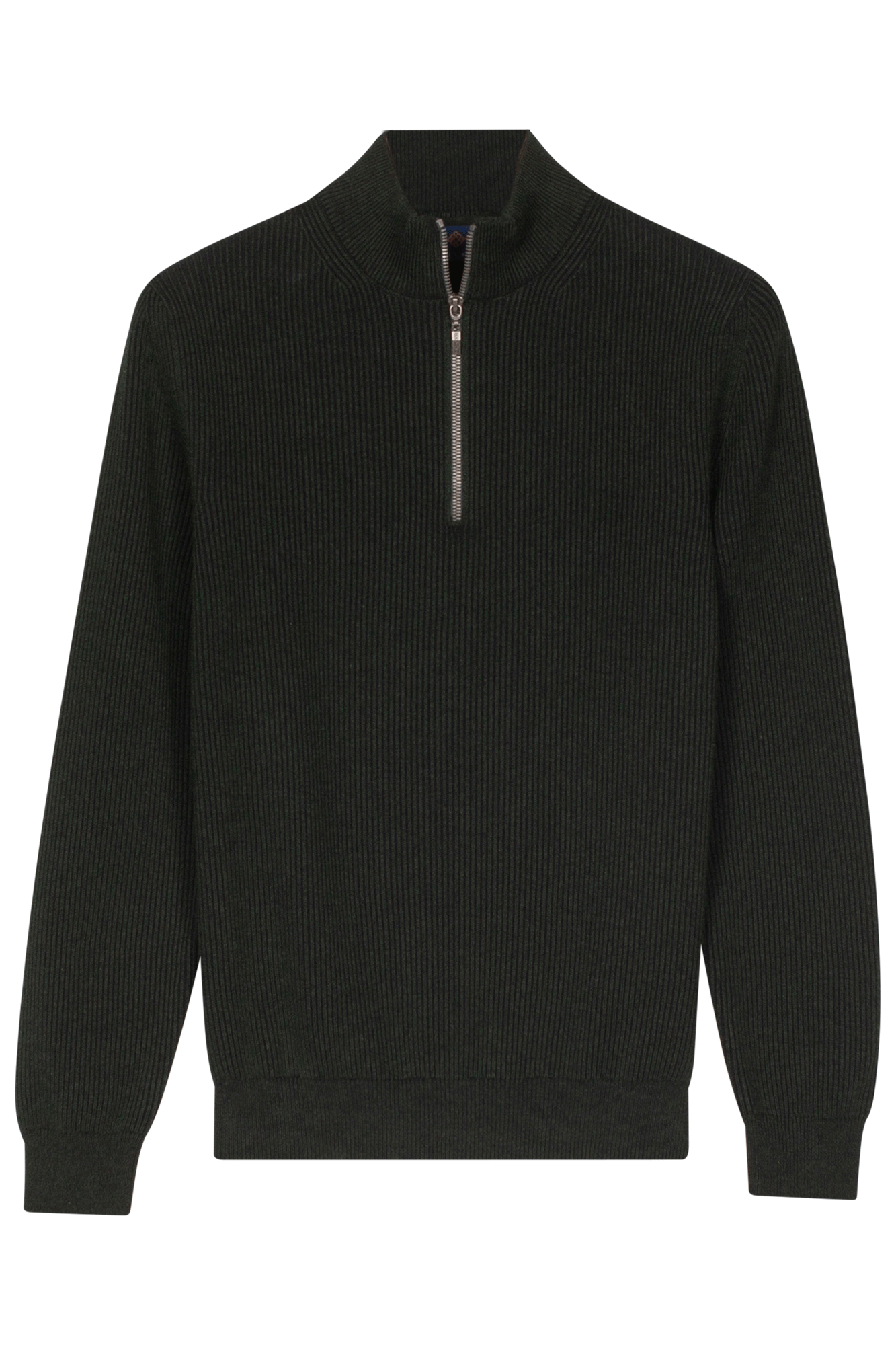 Plated ribtrui met halve rits - Green