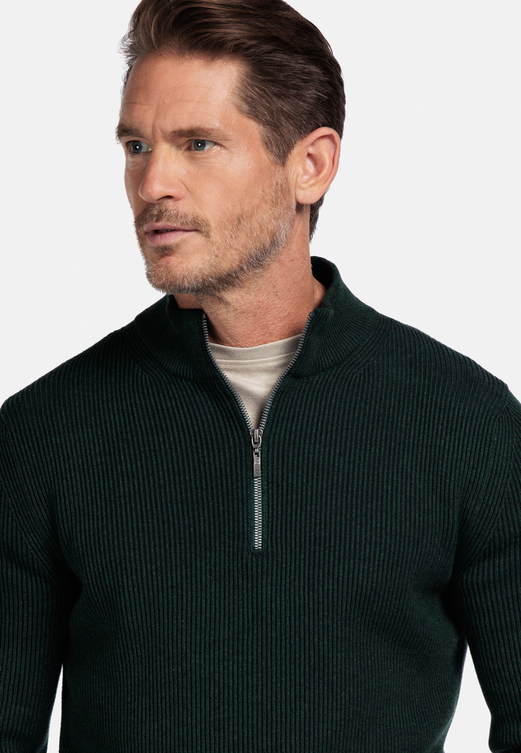 Plated ribtrui met halve rits - Green