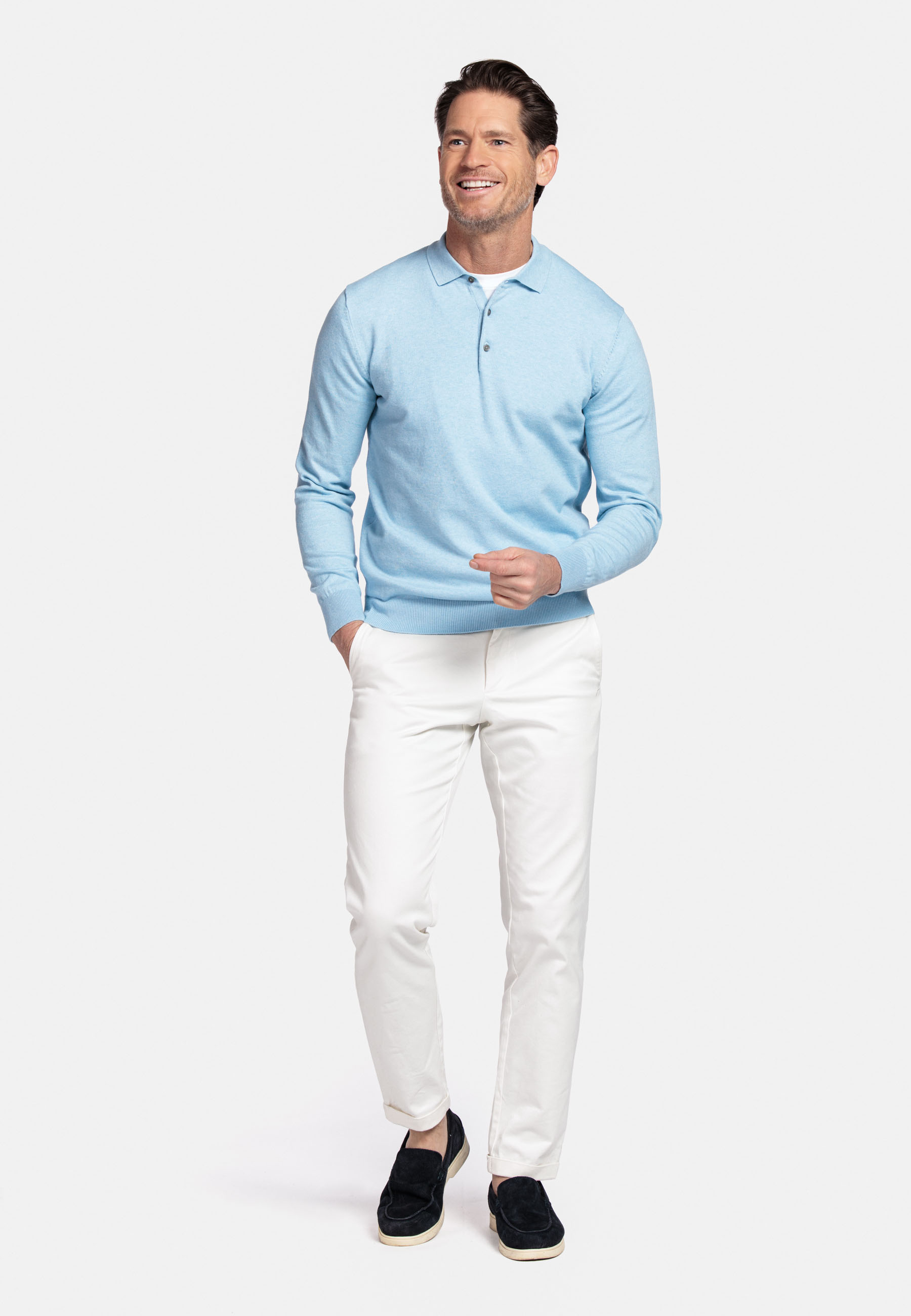 Pima katoen polo pullover - Blue