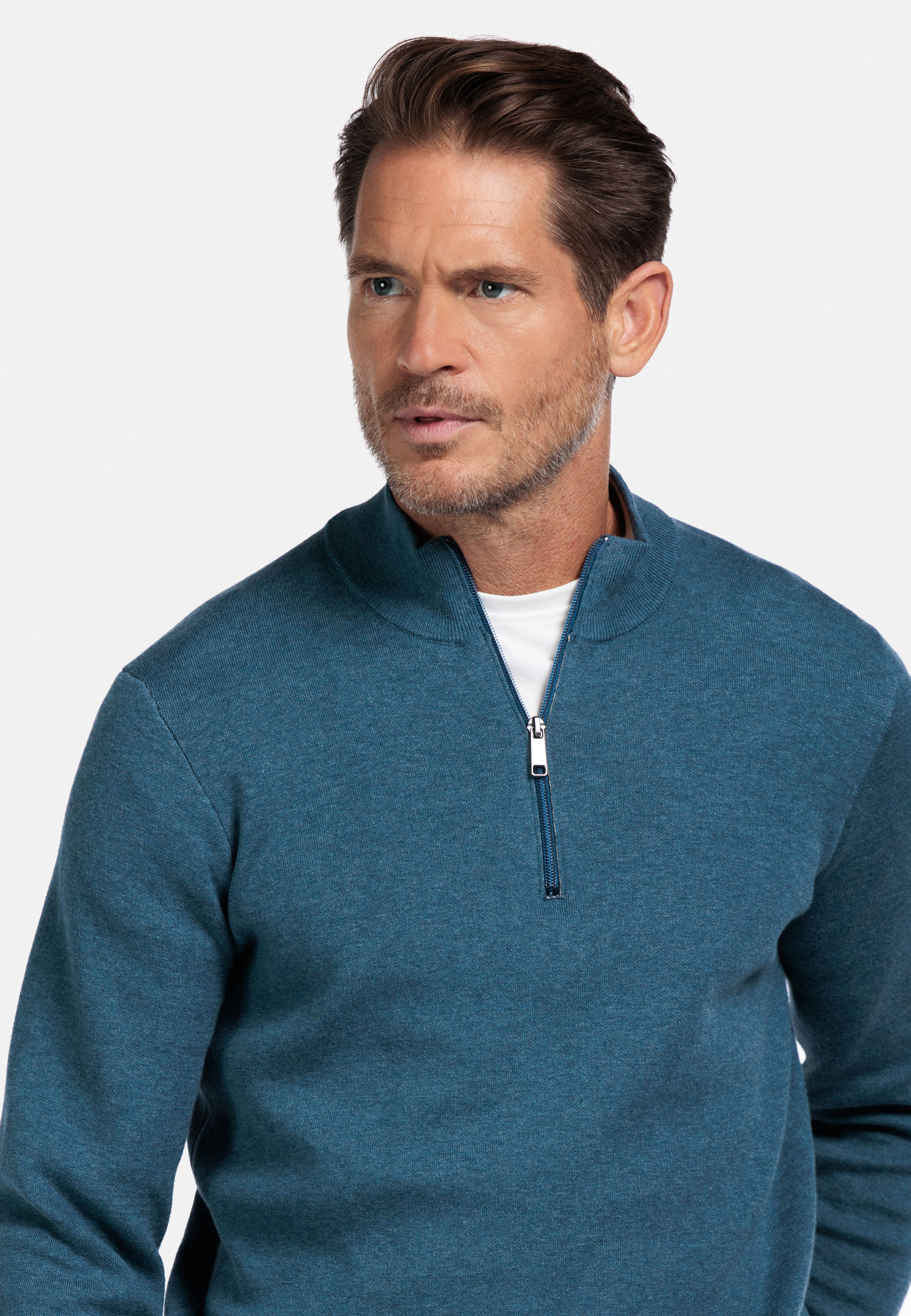 Fijngebreid katoen-cashmere trui - Blue