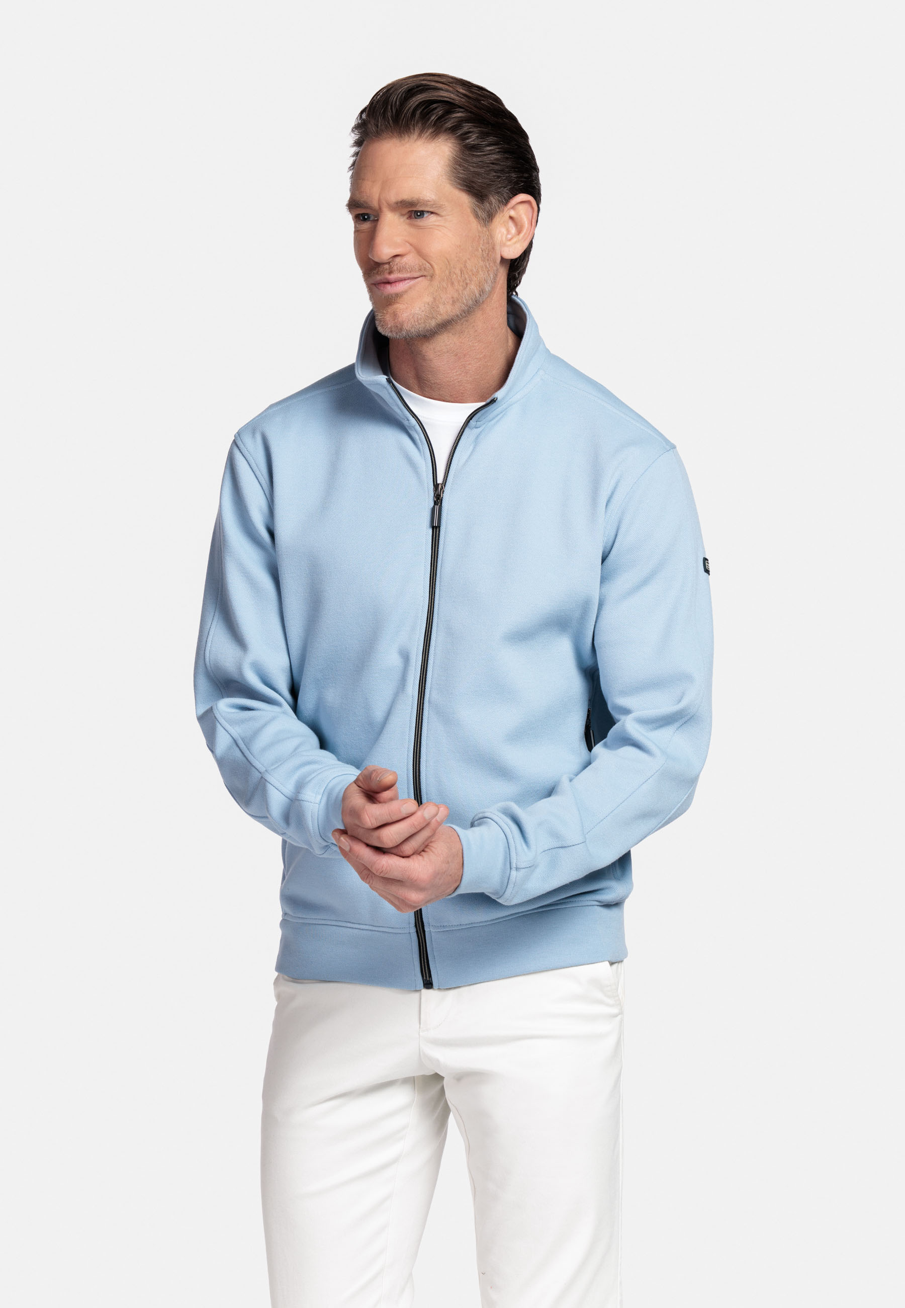 Sweatvest met pique structuur - Blue