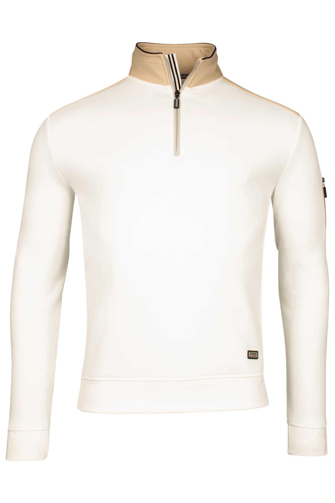 Sportieve sweater met halve rits - Wit