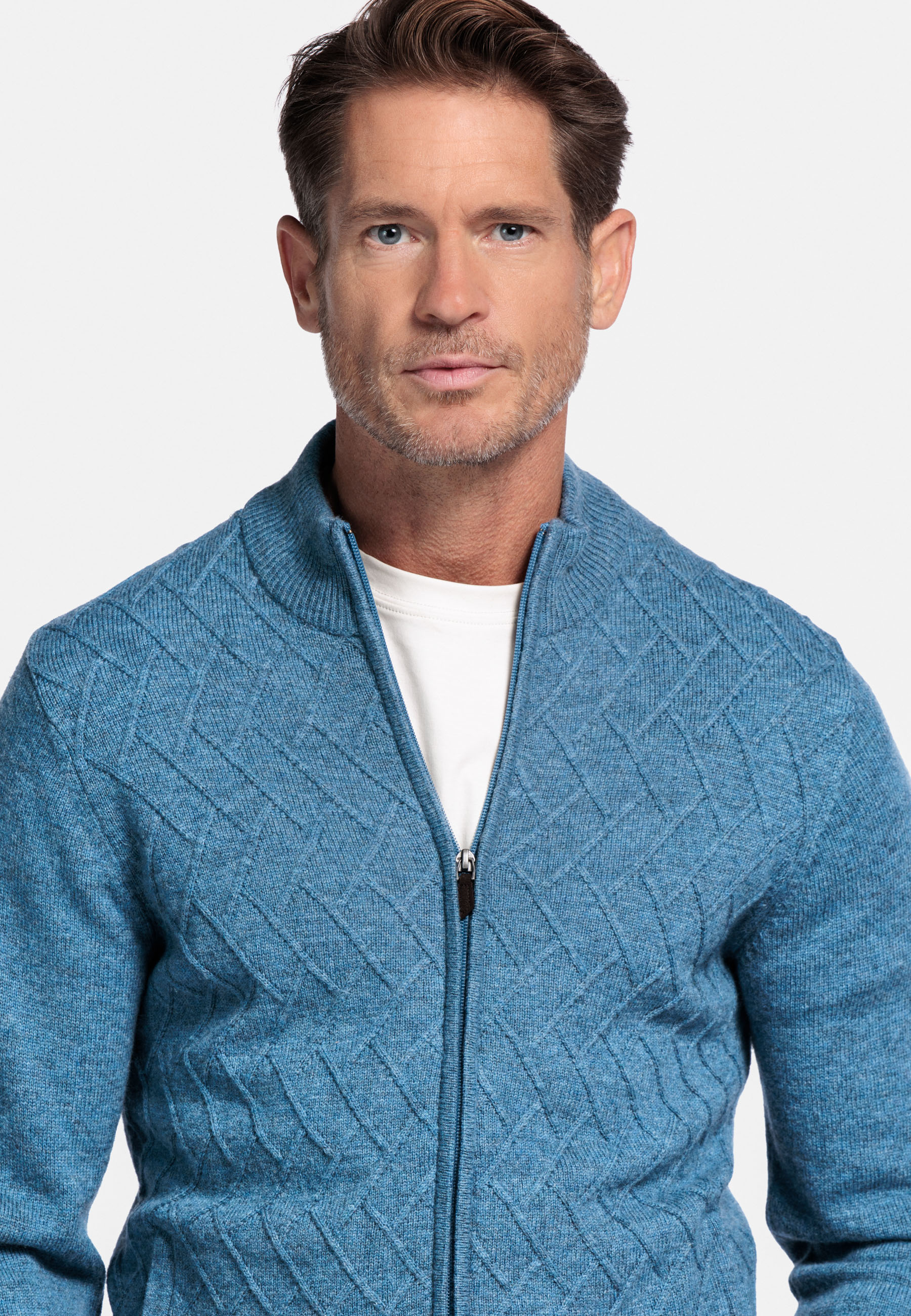 Lamswollen vest met rits - Blue