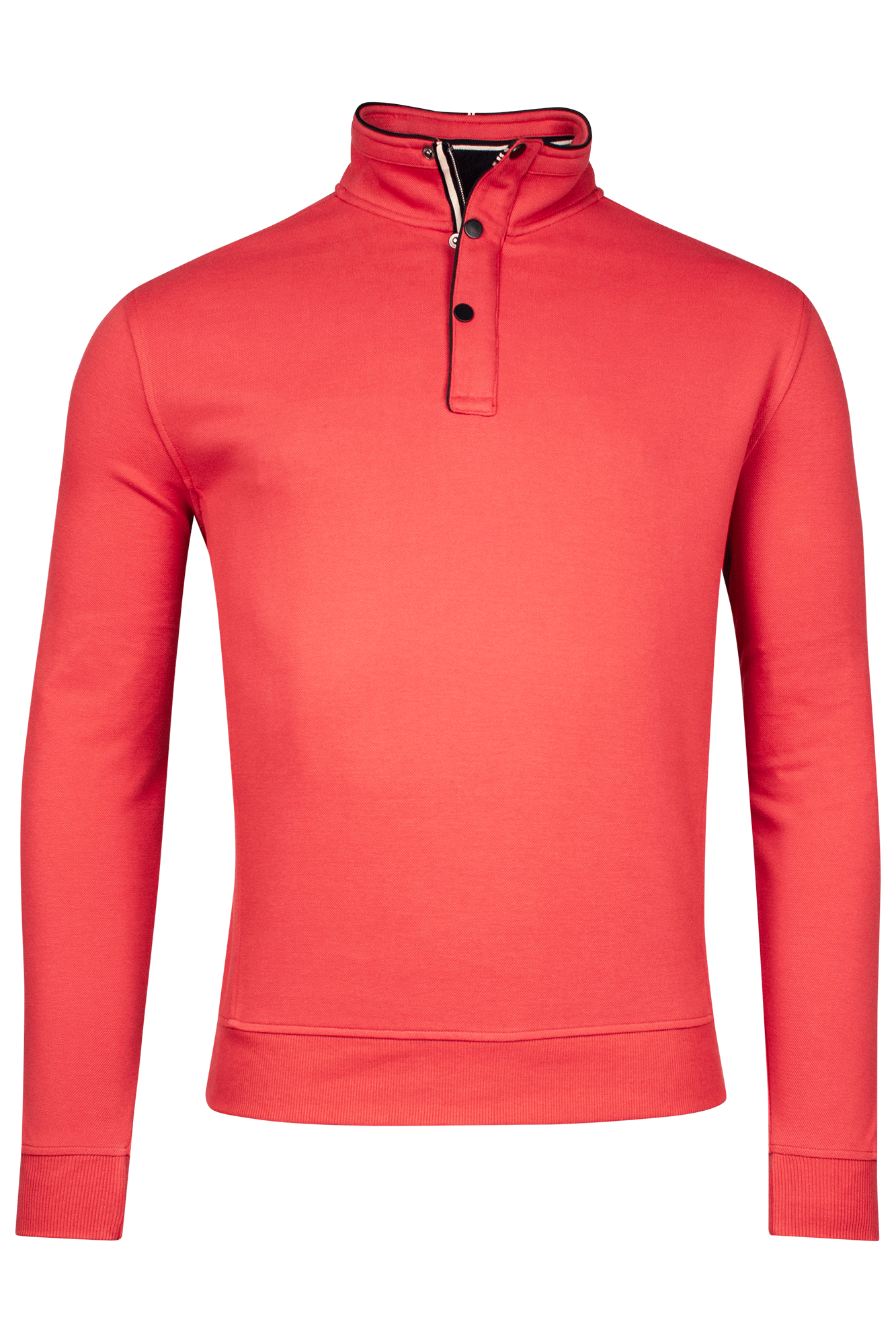 Katoenmix sweater met halve rits - Coral
