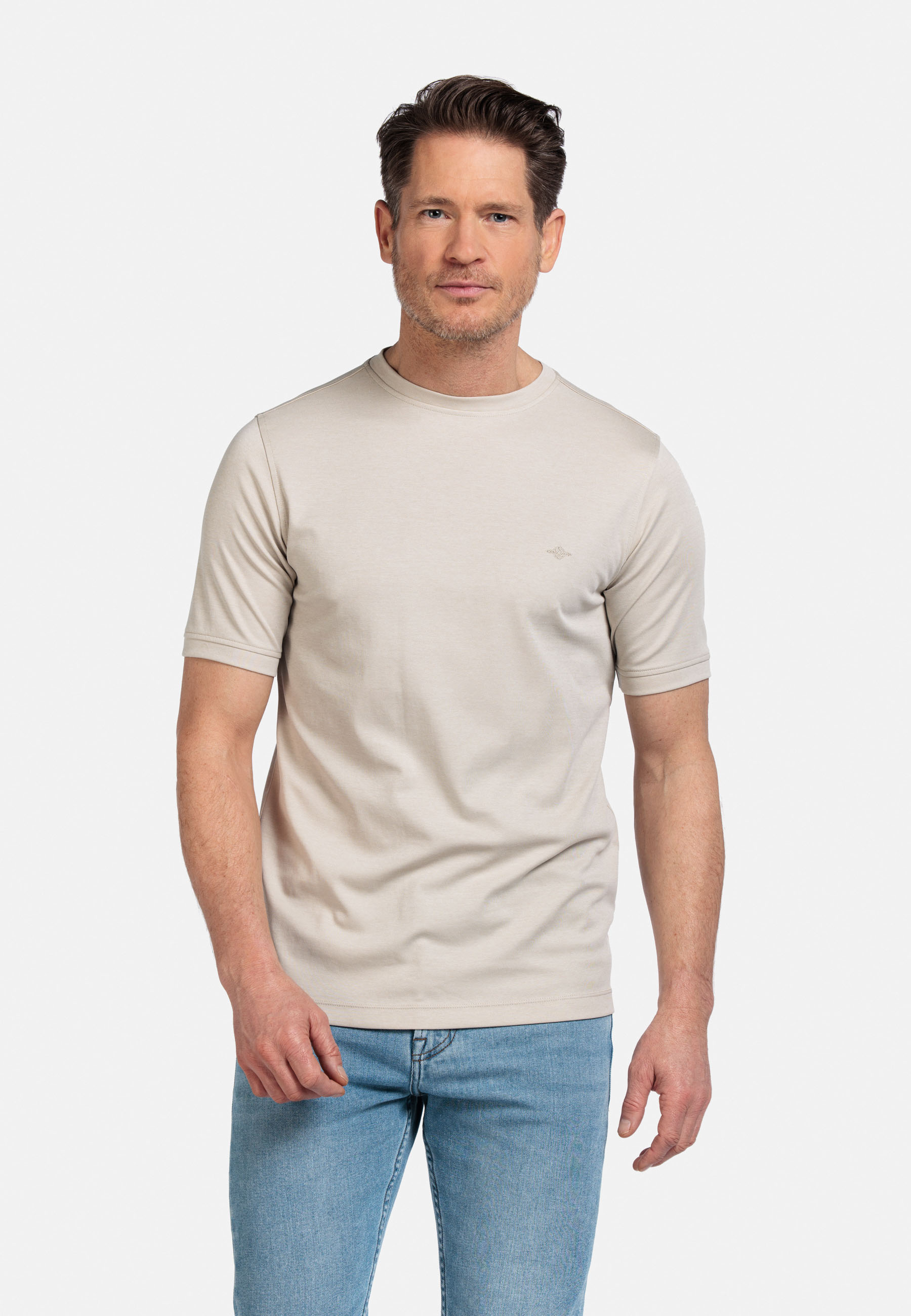 Katoenmix Basic T-shirt - Beige