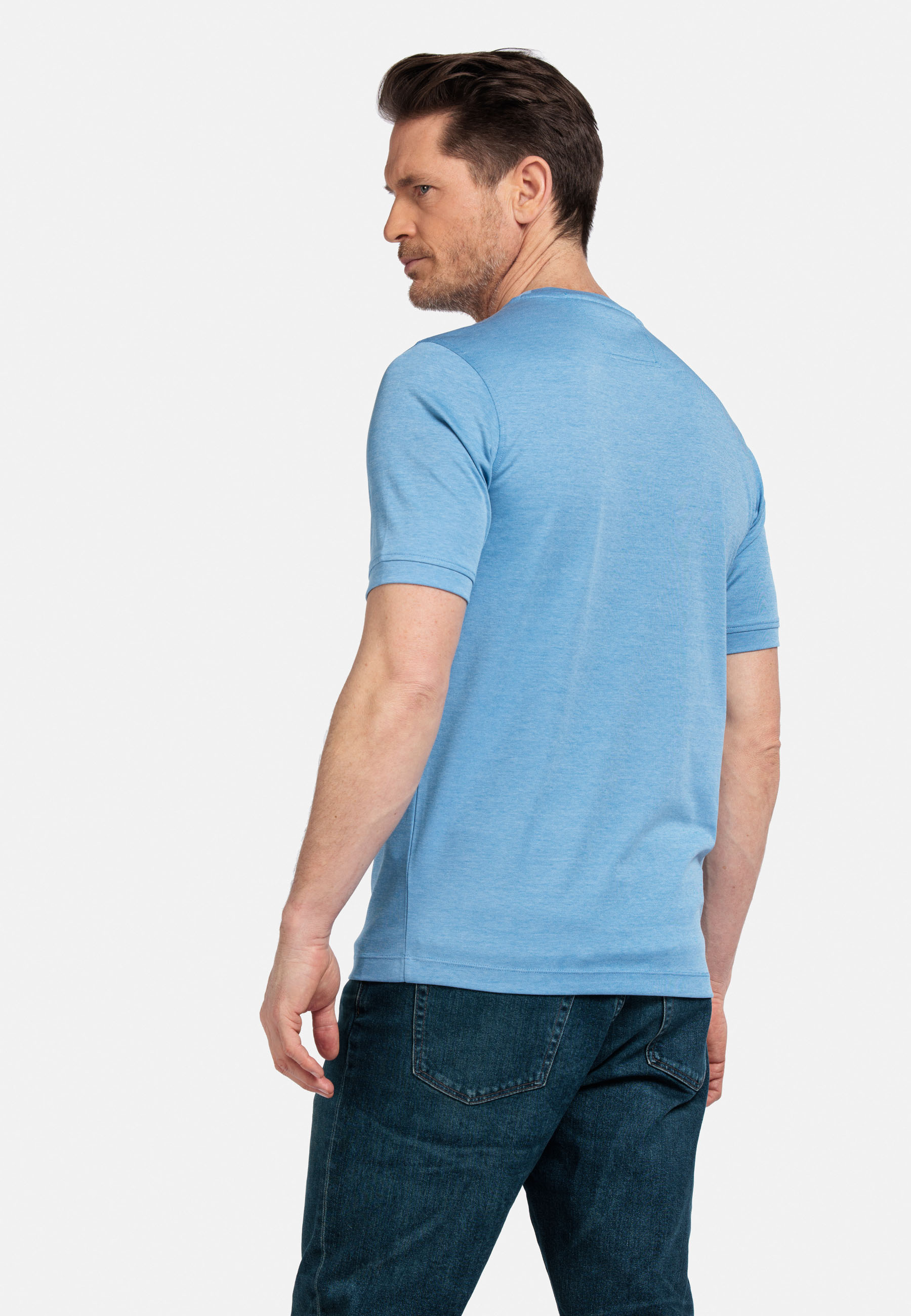 Katoenmix Basic T-shirt - Delft Blue