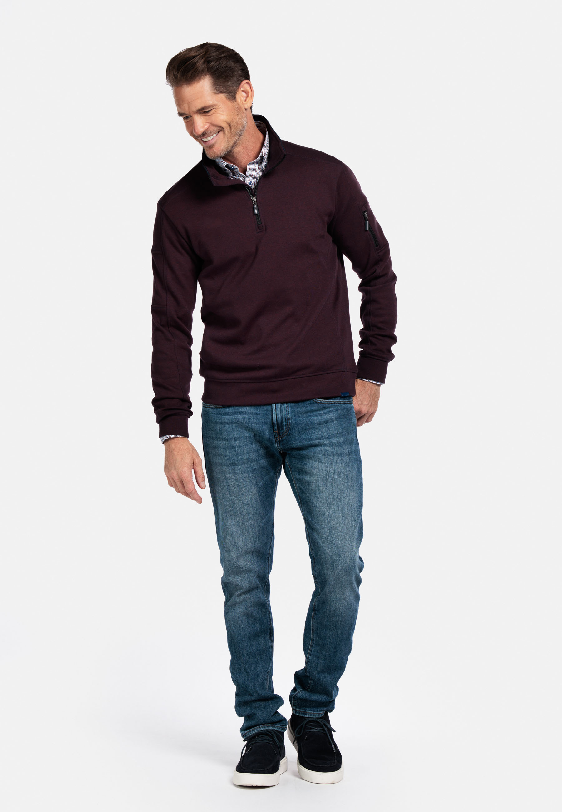 Interlock sweater met halve rits - Purple