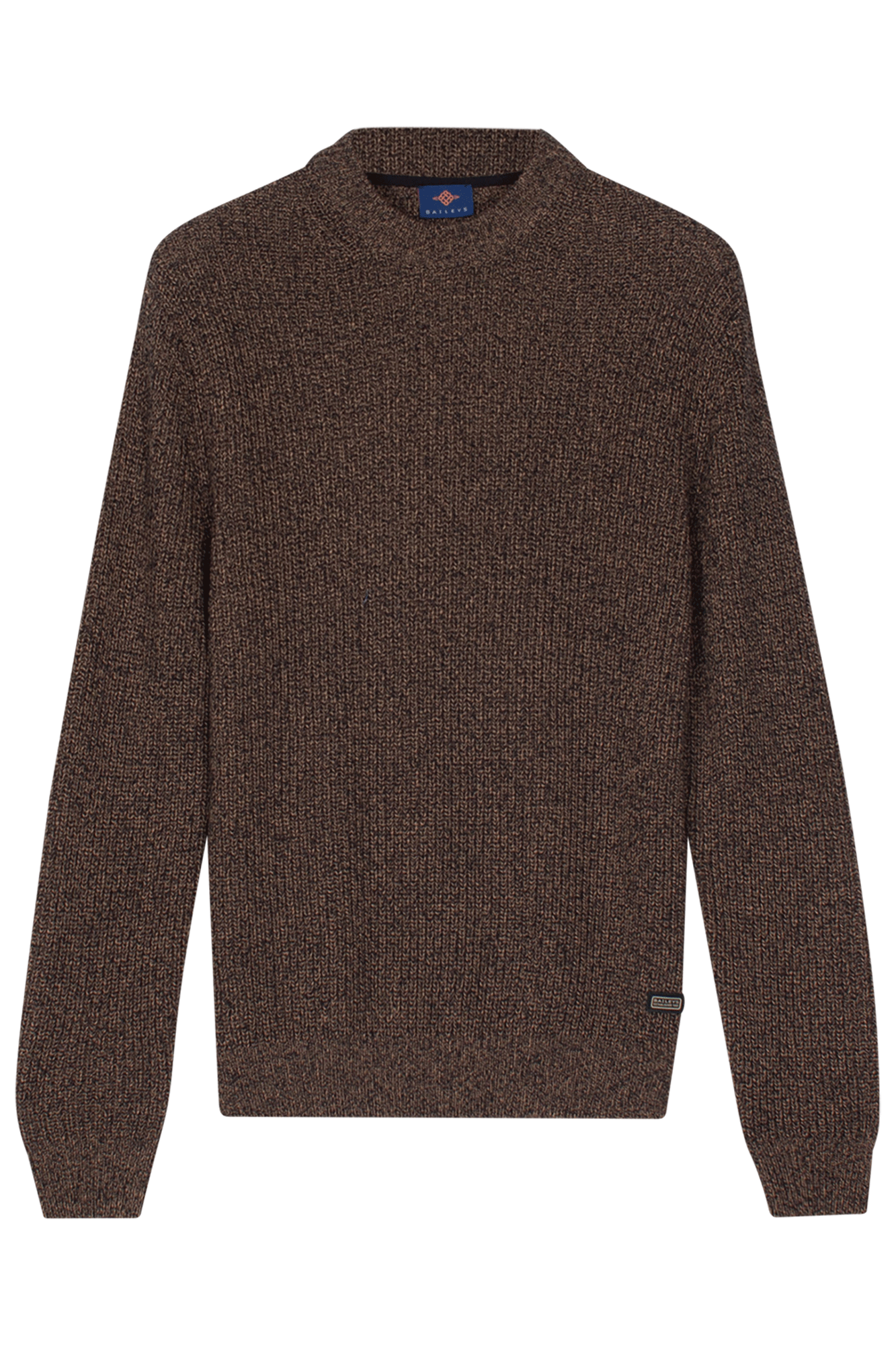 Gemeleerde ribtrui met ronde hals - Beige