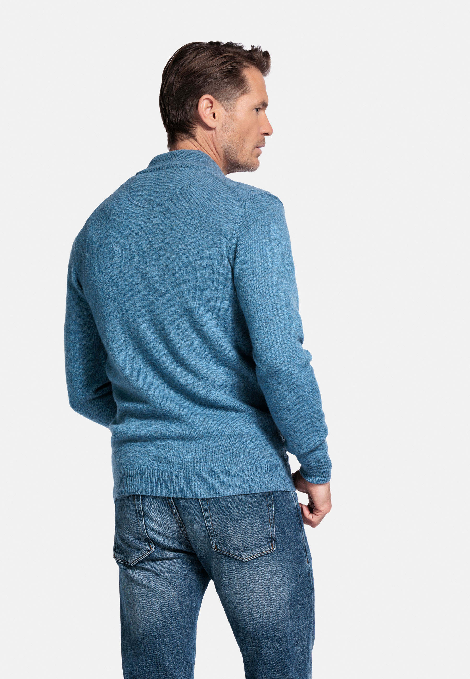 Lamswollen vest met rits - Blue