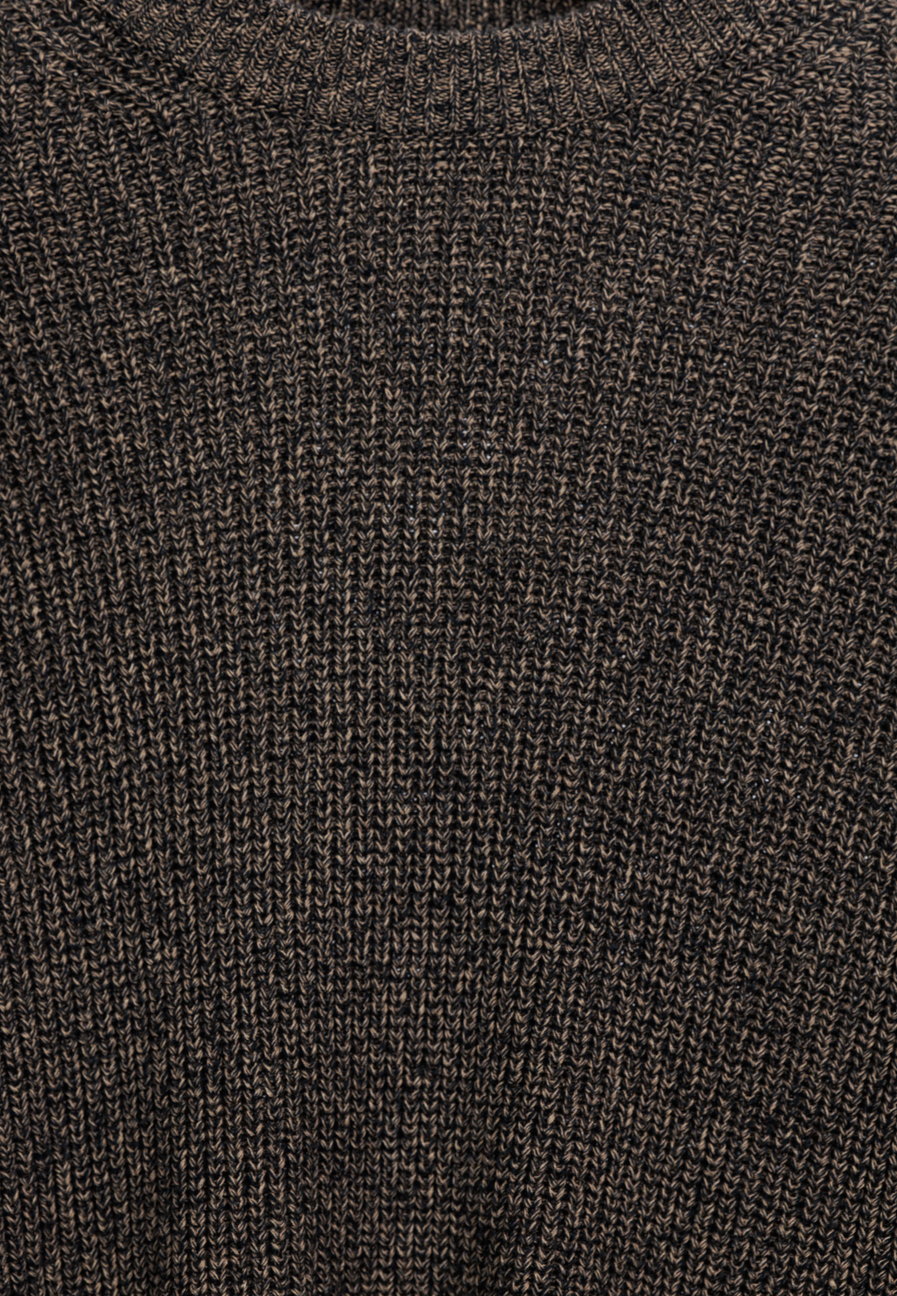 Gemeleerde ribtrui met ronde hals - Beige