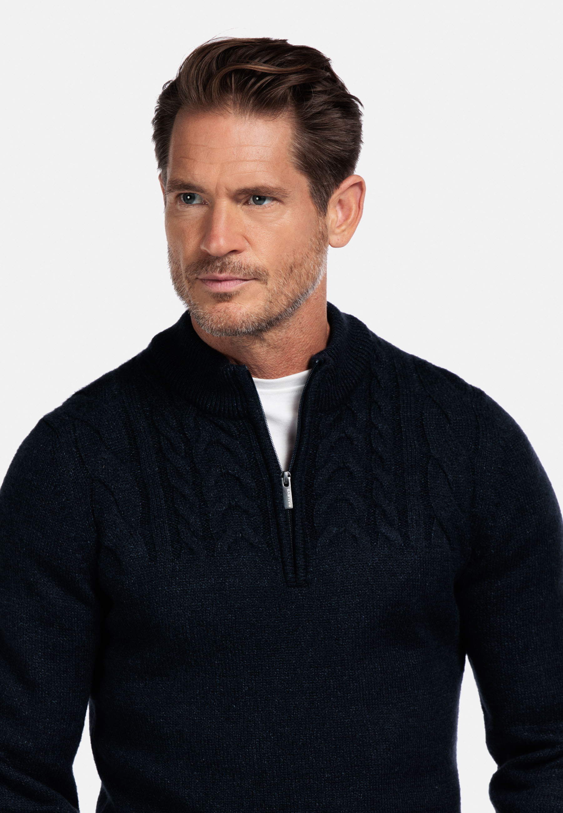 Gebreide trui met kabeldessin - Blue