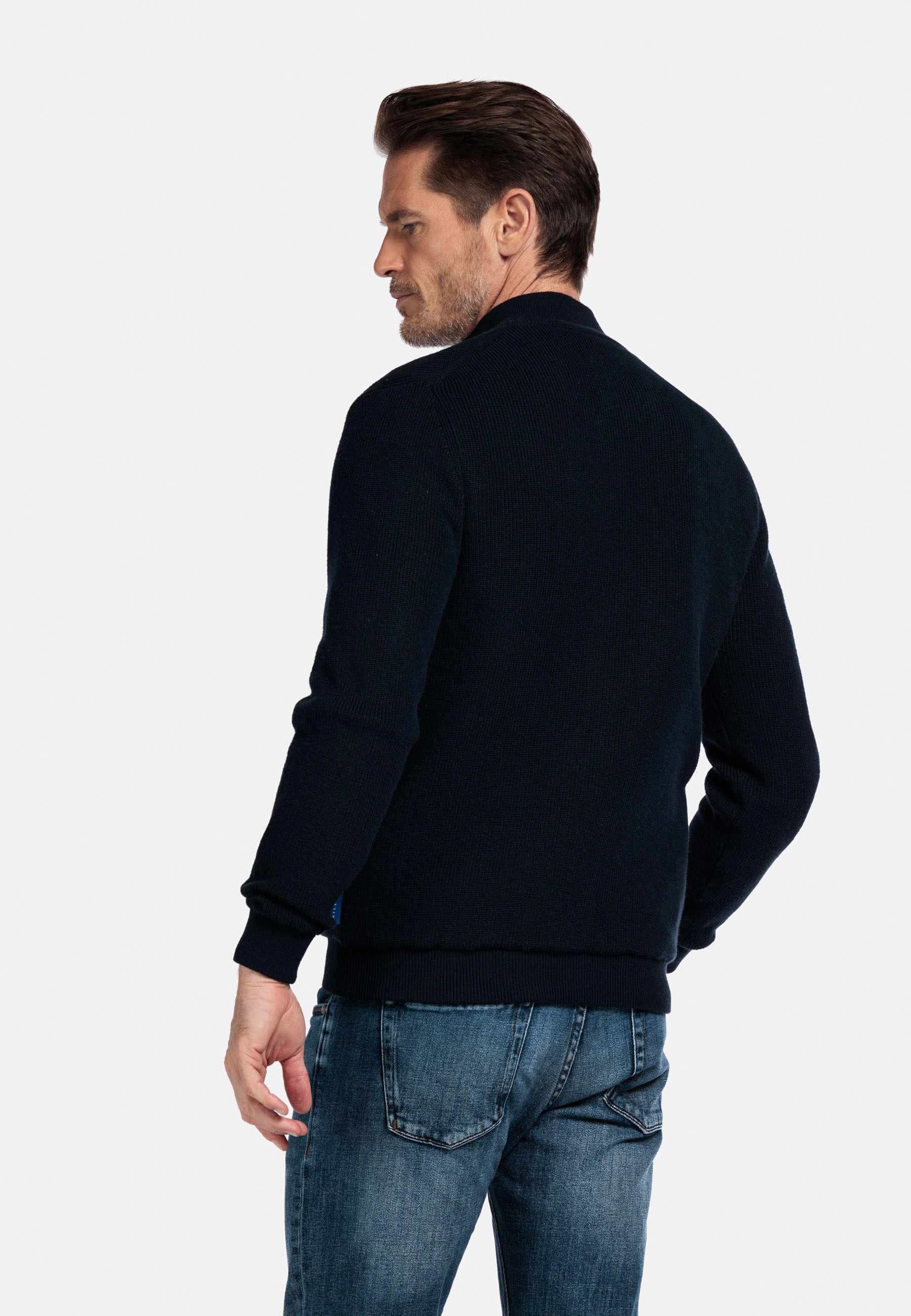 Fijngebreid katoen-cashmere vest - Blue