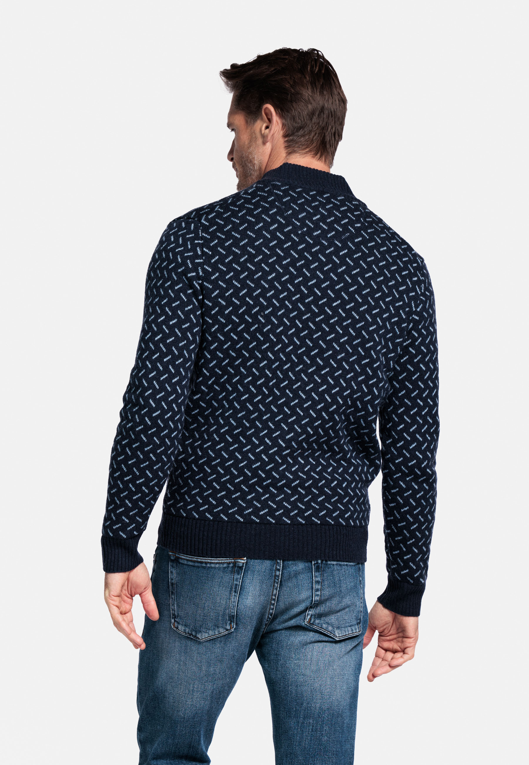 Lamswollen jacquardtrui - Blue