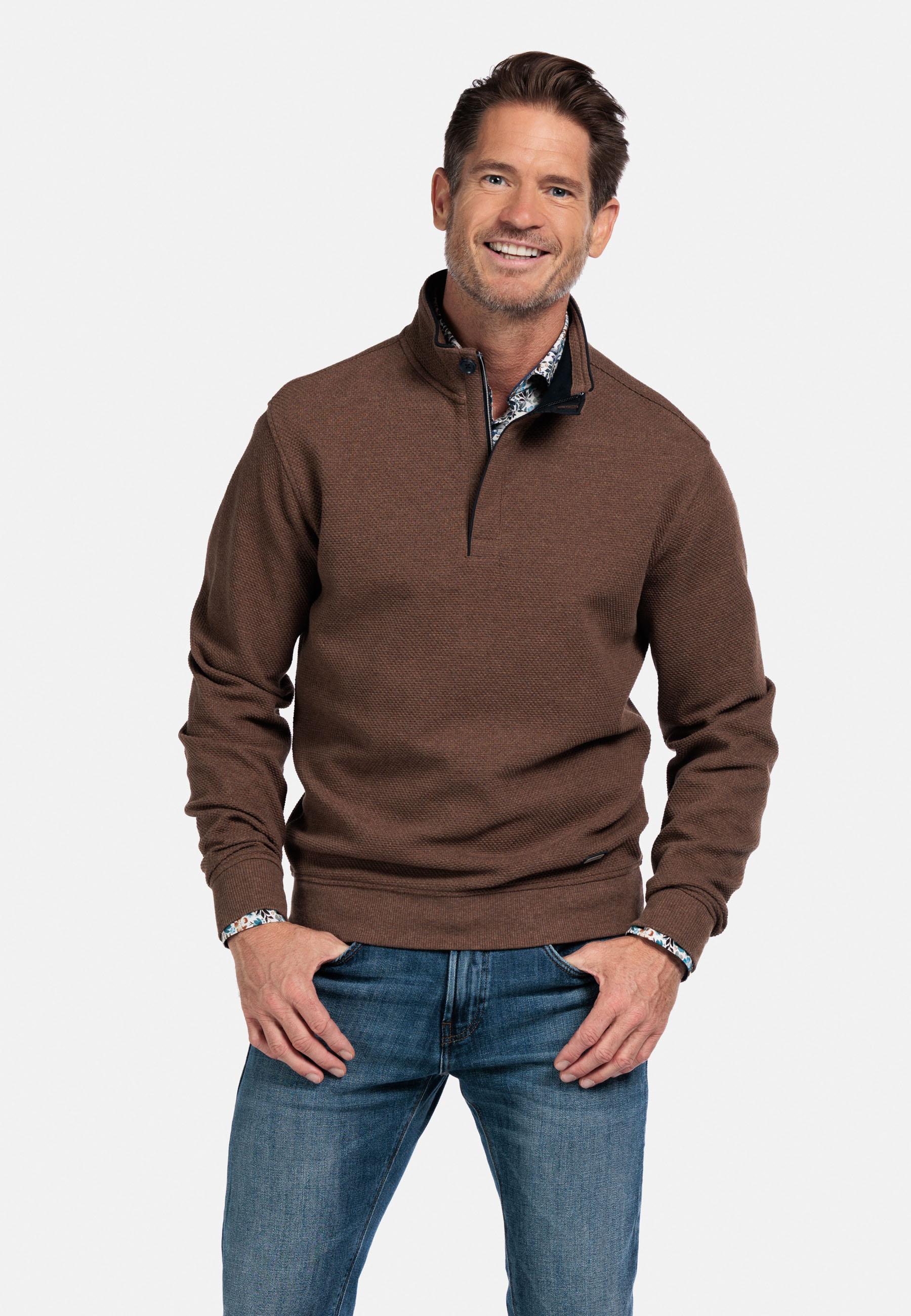 Jacquard katoenen sweater - Beige