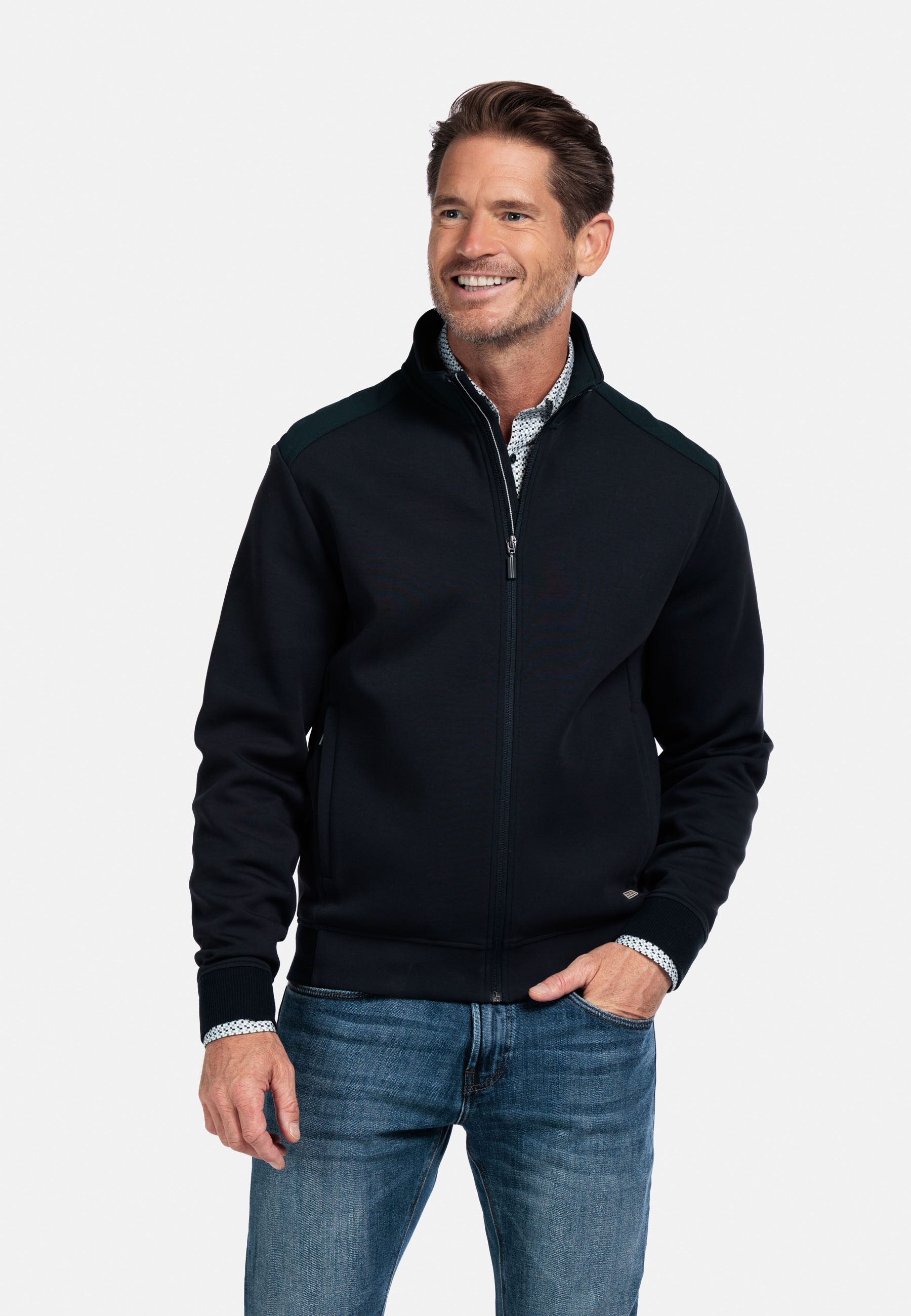 Interlock sweatvest met schouderdetails - Blue