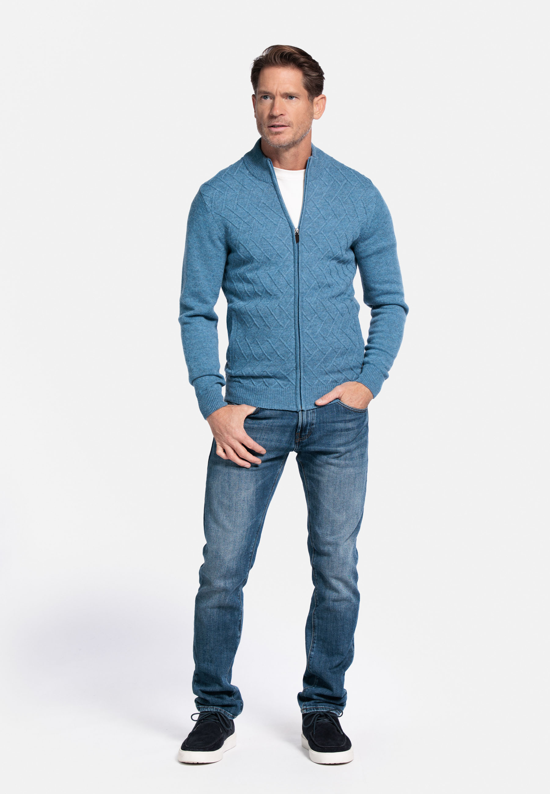 Lamswollen vest met rits - Blue