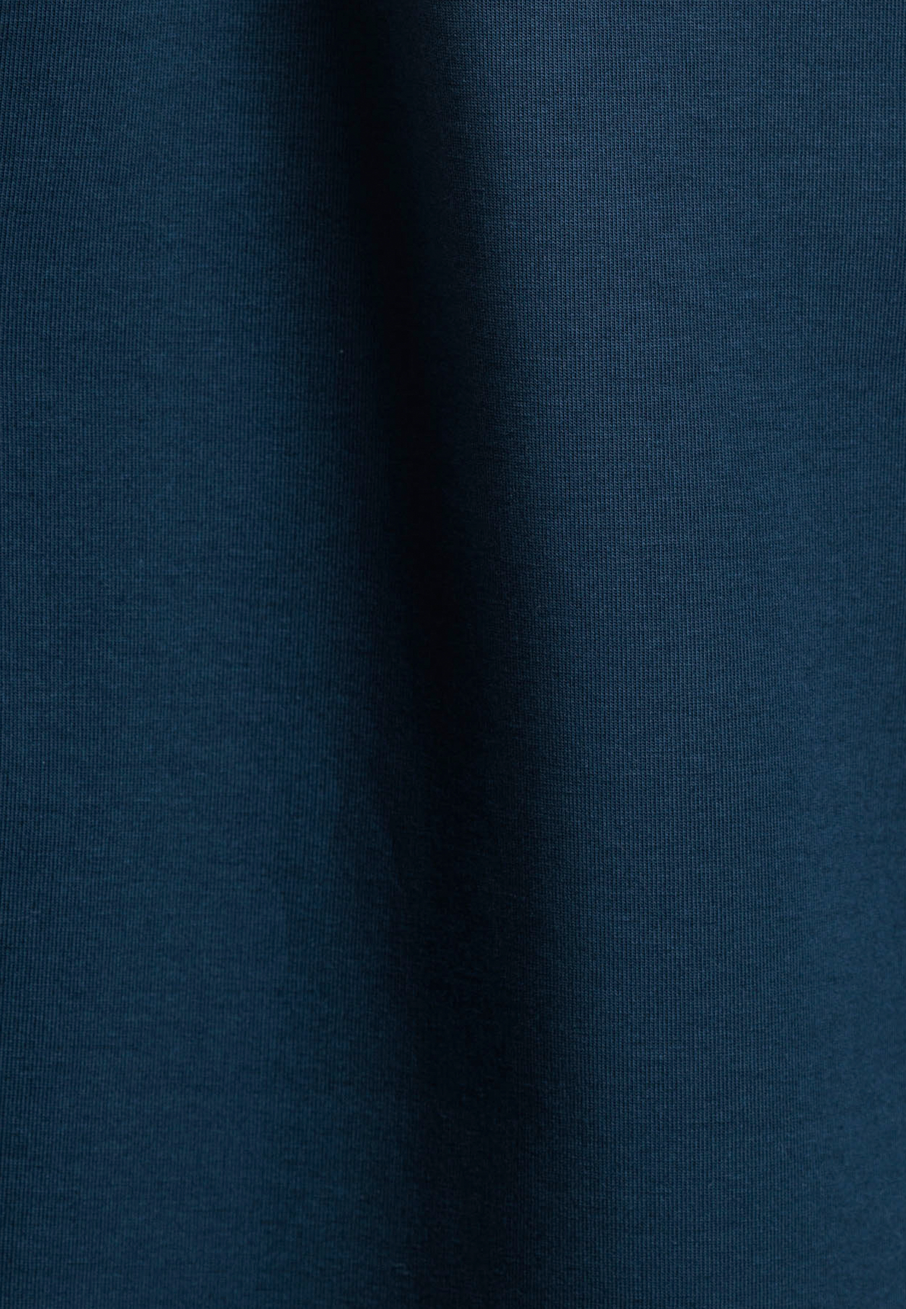 Katoenmix sweater met halve rits - Donkerblauw