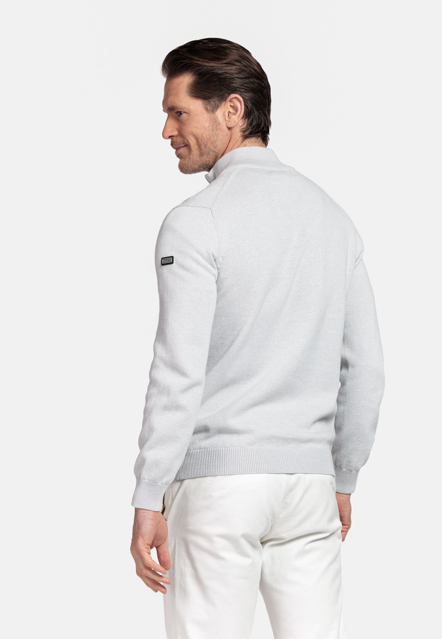 Katoenen pullover met halve rits - Grey