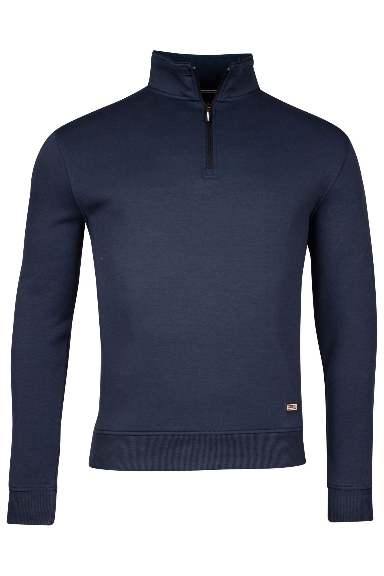 Katoenmix sweater met halve rits - Donkerblauw