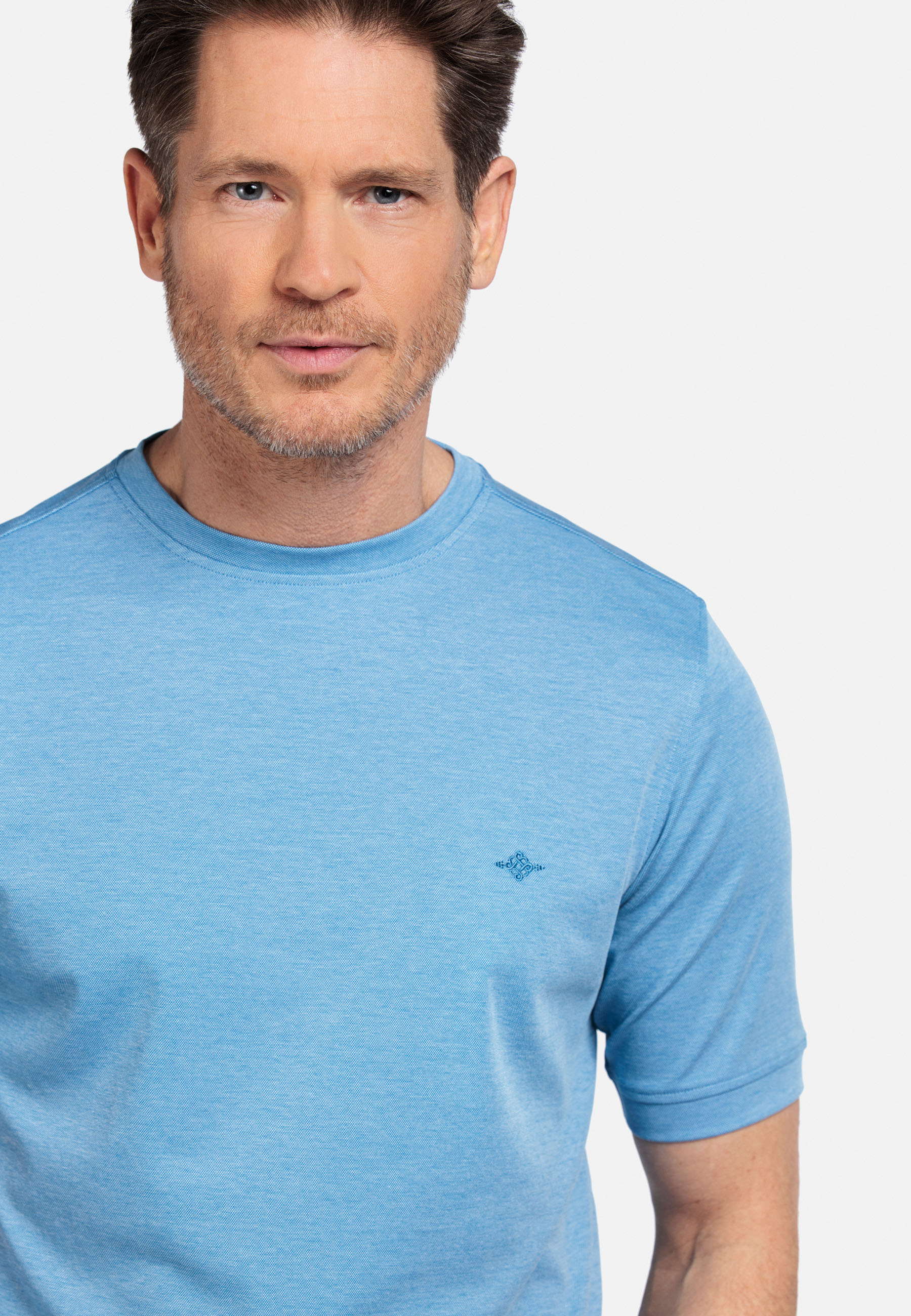Katoenmix Basic T-shirt - Delft Blue