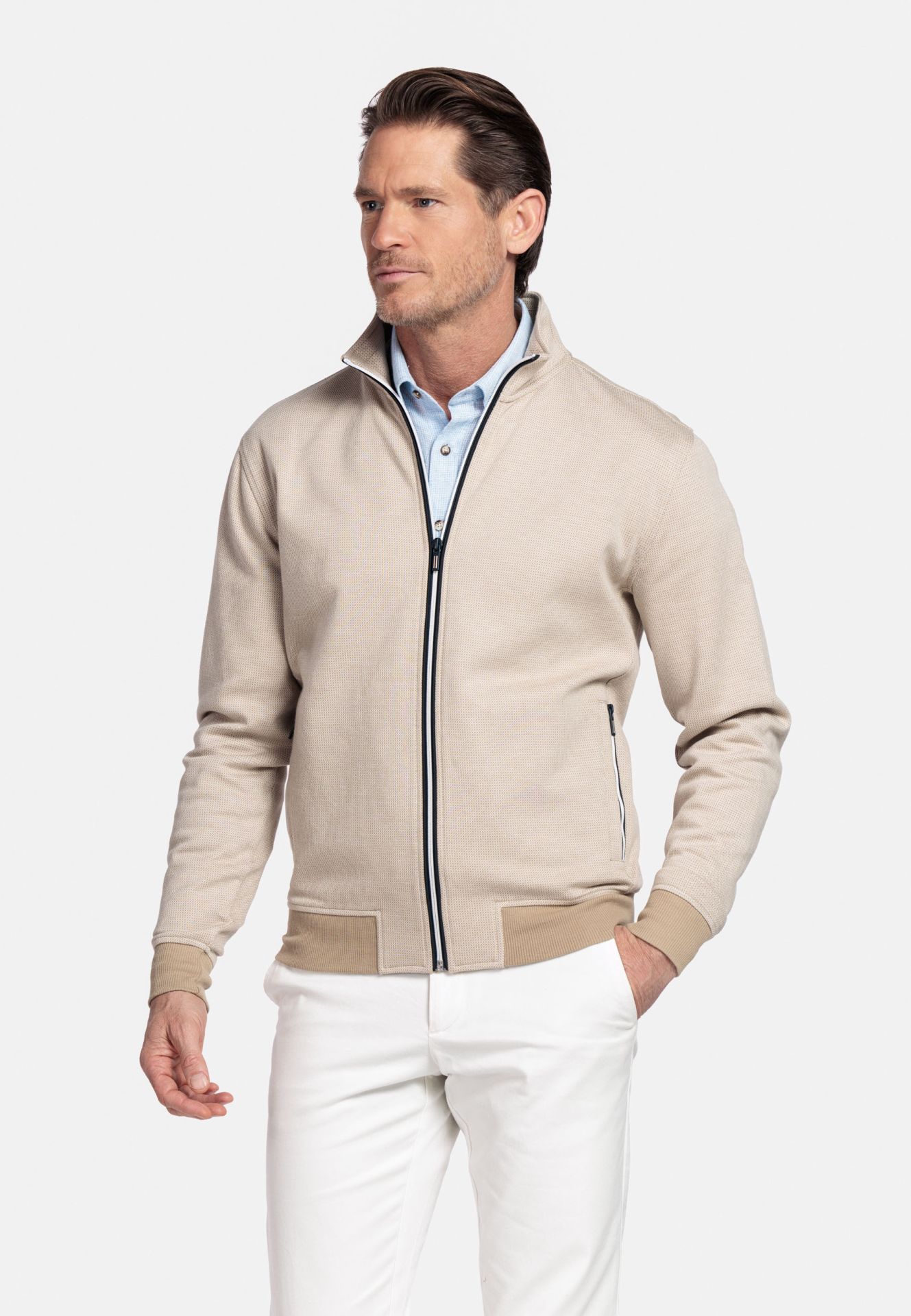 Sweatvest met jacquard structuur - Brown