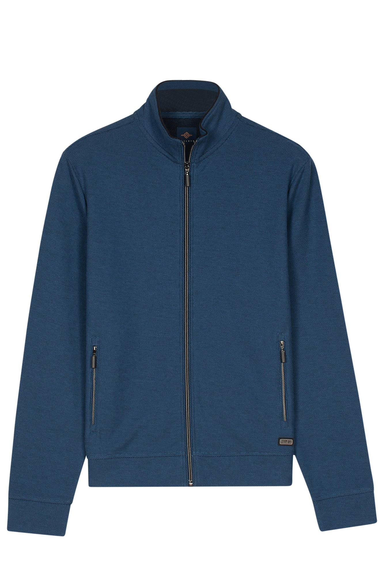 Jacquard katoenen sweatvest - Mid Blue