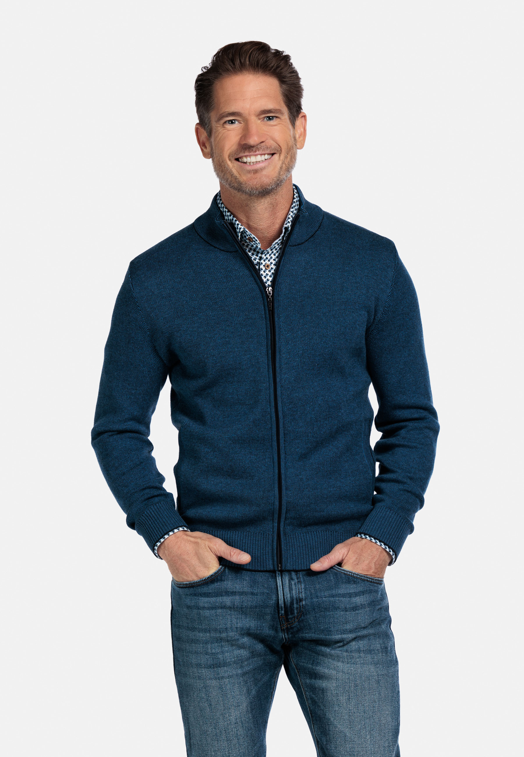 Two-tone katoenen ritsvest - Beige