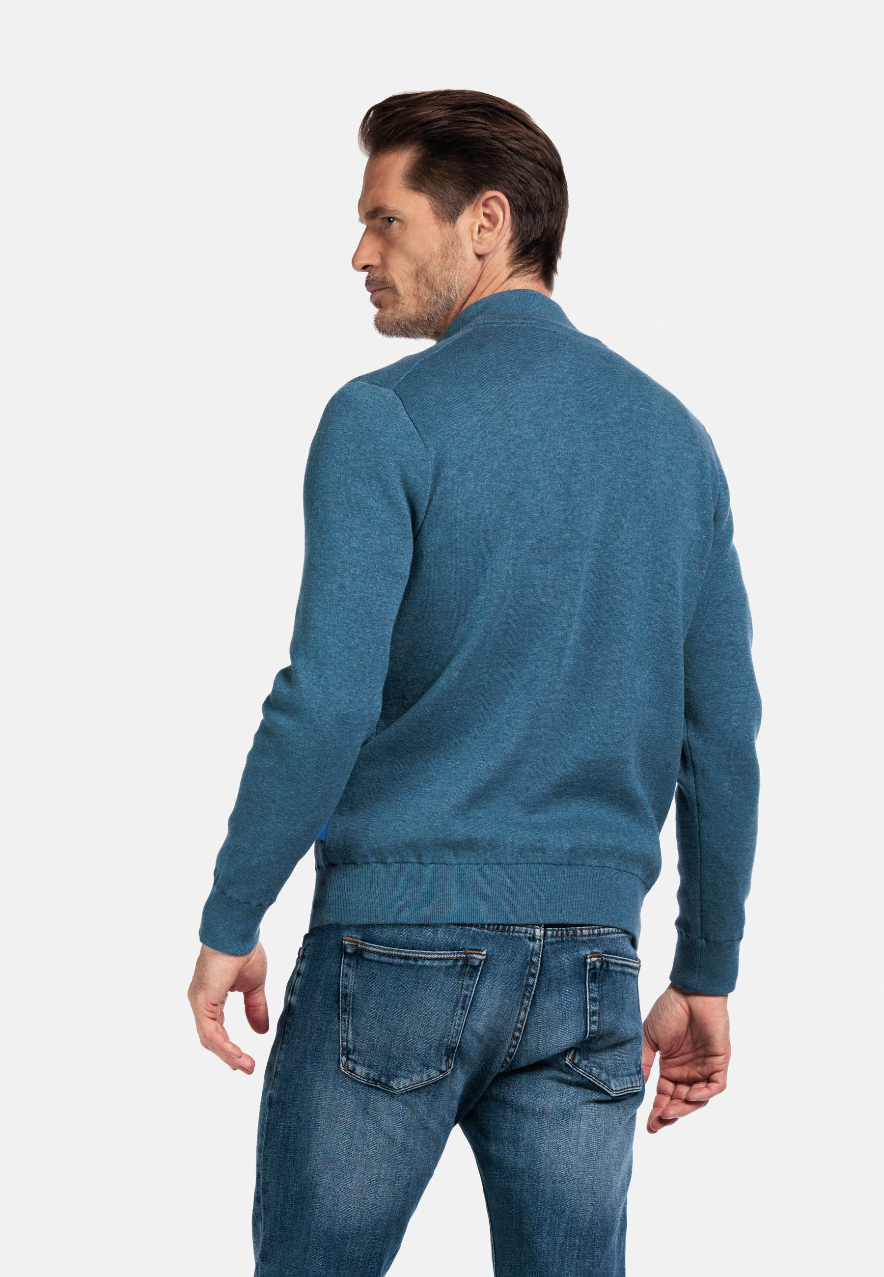 Fijngebreid katoen-cashmere trui - Blue