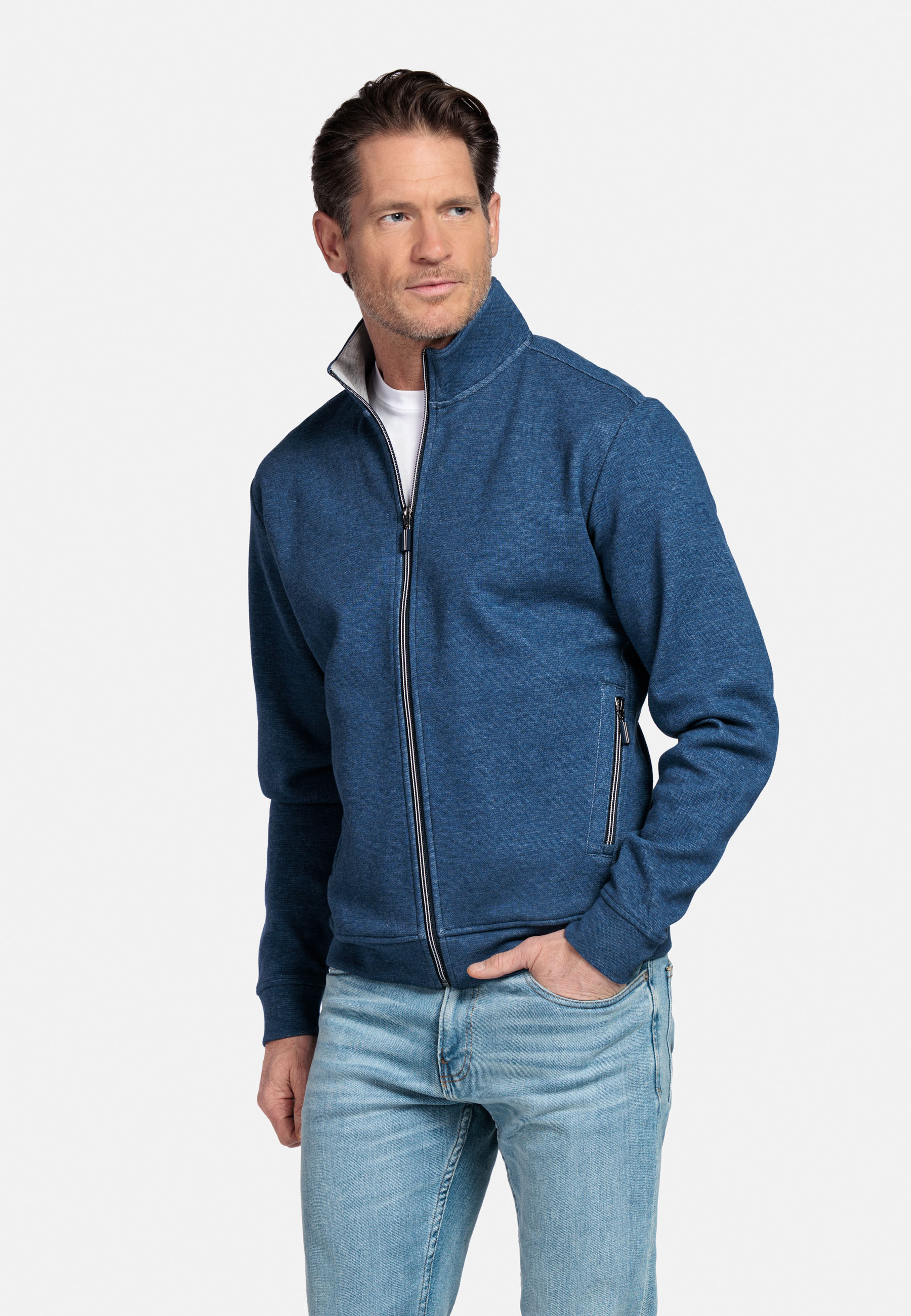 Sweatvest met opstaande kraag - Blue