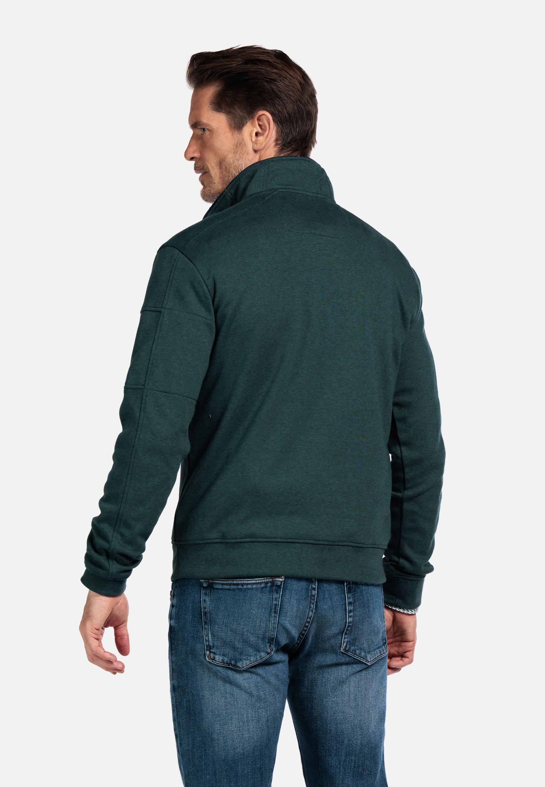 Interlock sweater met halve rits - Green