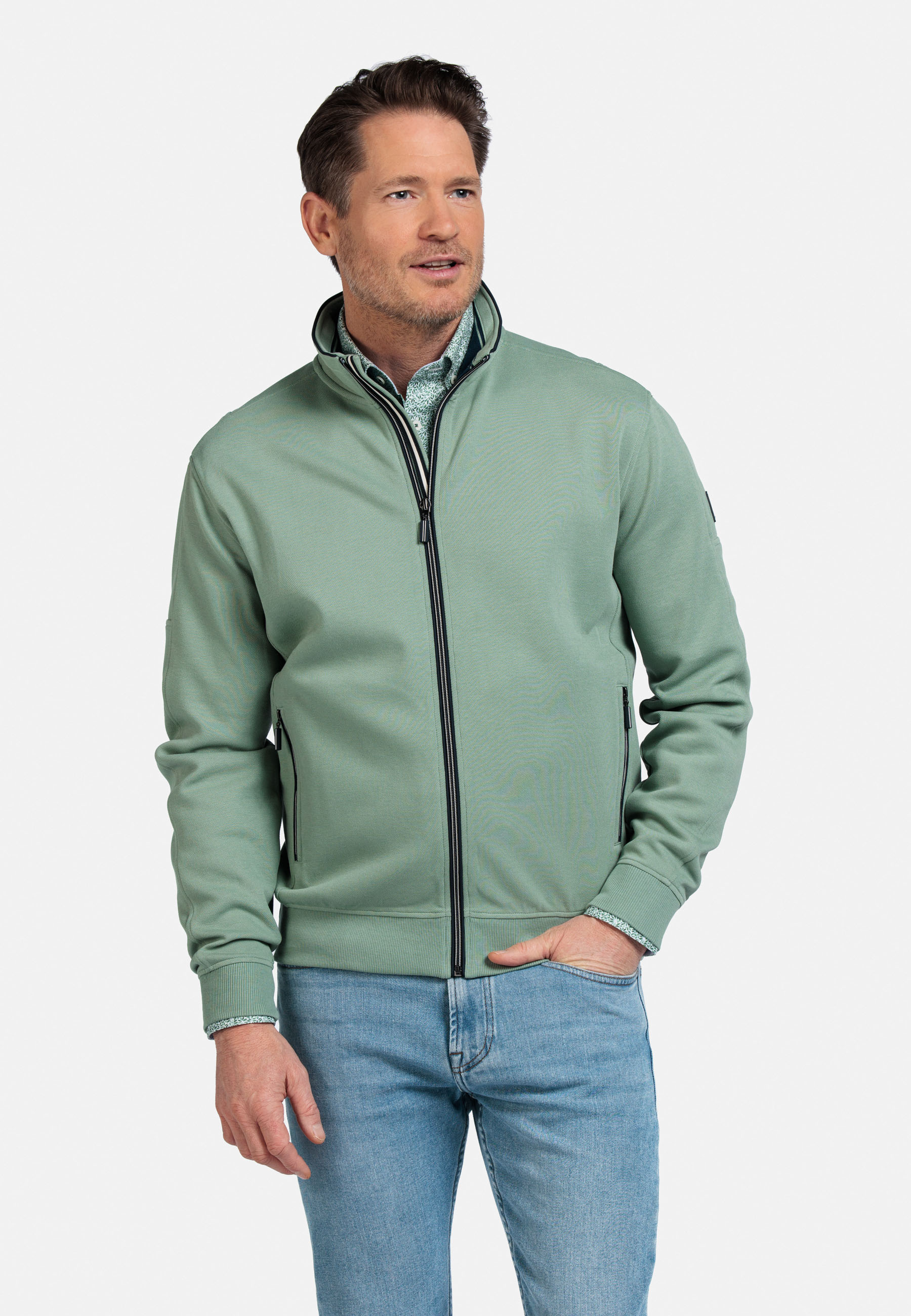 Katoenmix sweatvest - Misty Green